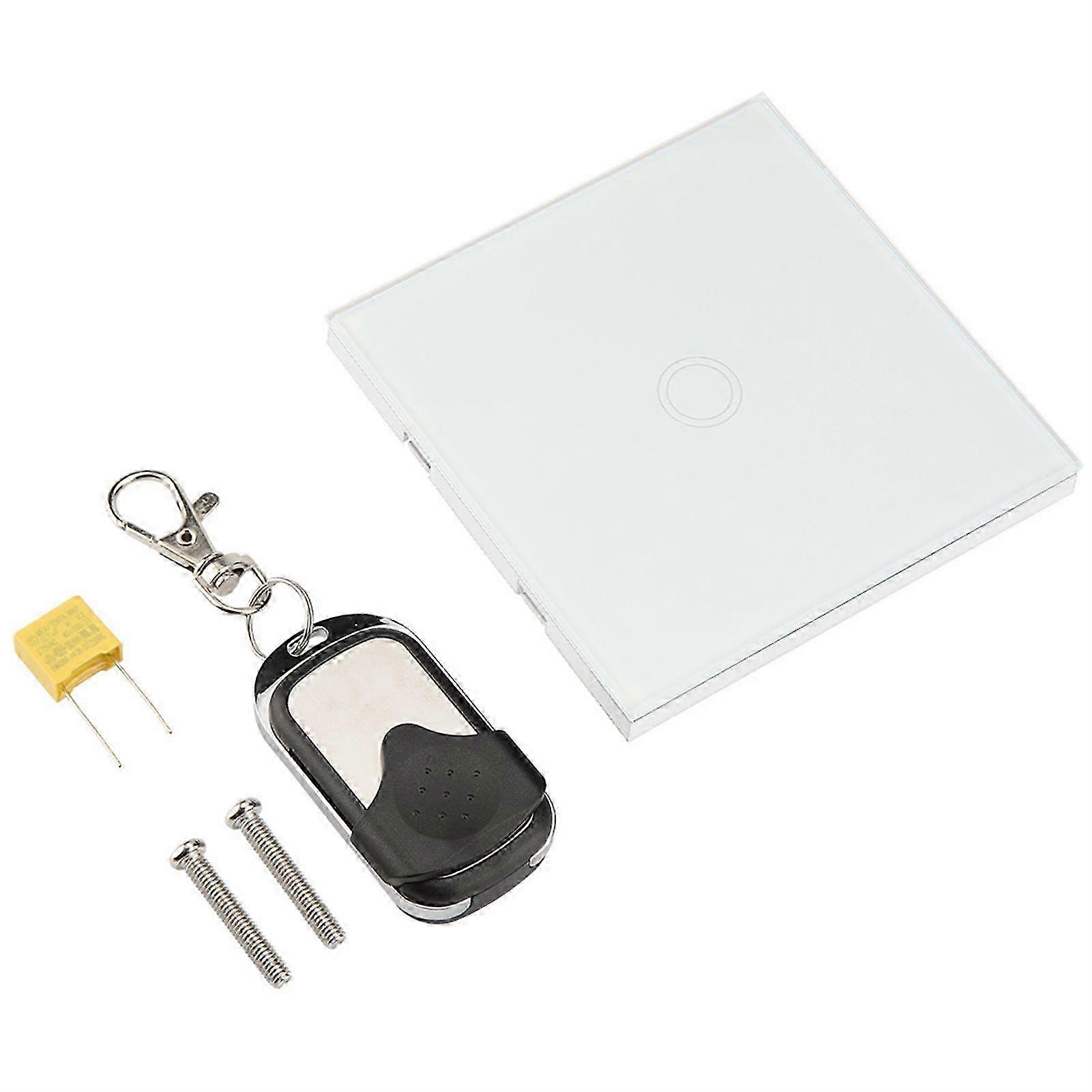 1 Way Tempered Glass Panel Smart Touch Switch with Wireless Remote Control (White)