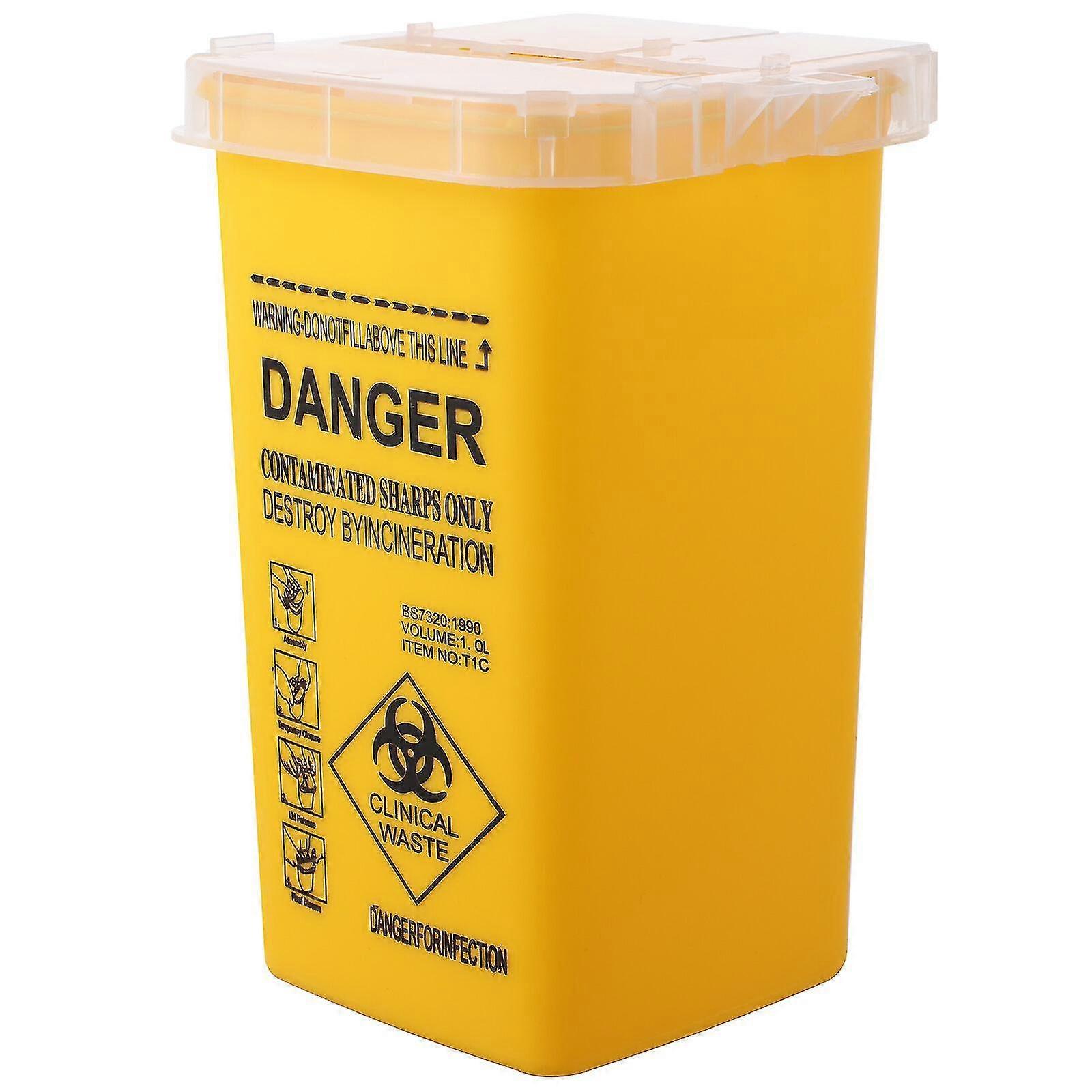 Yellow Sharps Box Needles Disposal Container Supplies and Equipment for Safe Disposal of Sharp Objects
