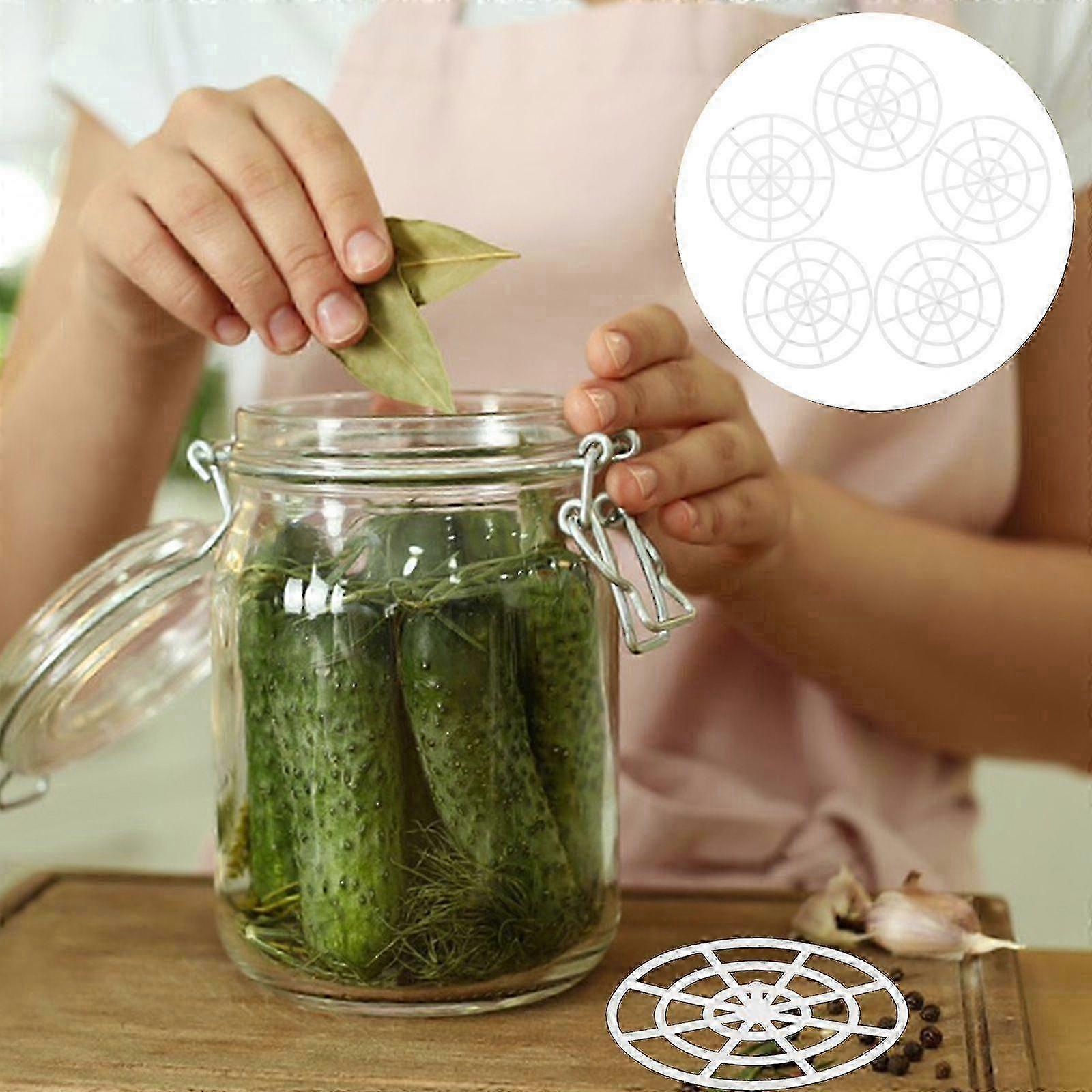 5pcs Wide Mouth Fermenting Jar Press Weight Fermenting Jar Mesh Presser Helper Pickle Can Press Mesh Plate Fermenting Presser Mesh Practical