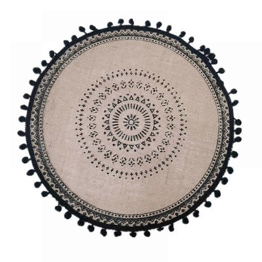 Round Placemats, 15" Circle Burlap Place Mats with Tassels, Mandala Boho Wall Decor Rustic Farmhouse Jute Table Mats