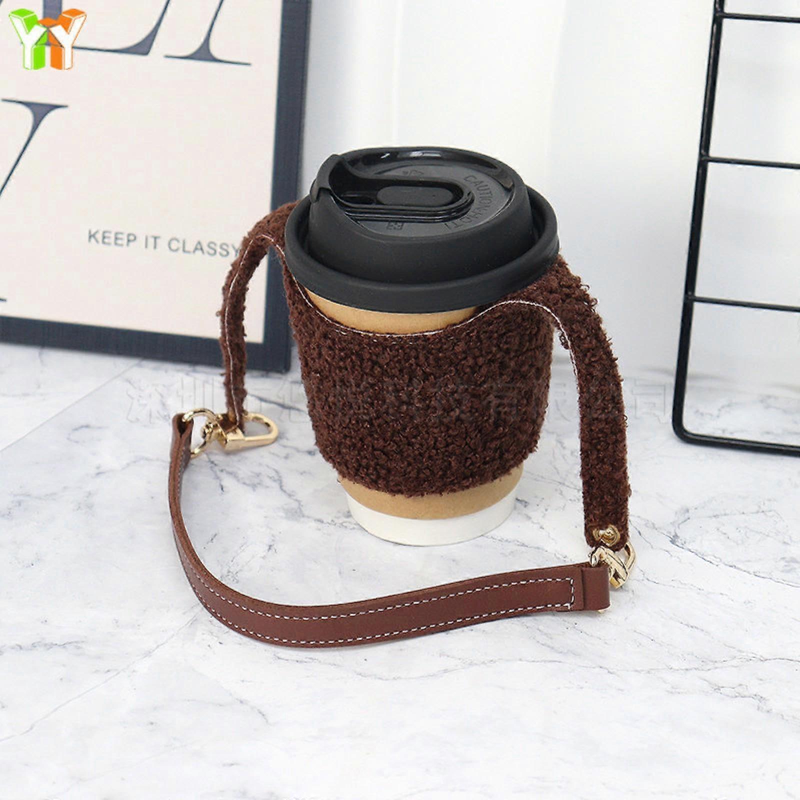 Plush HandHeld Milk Tea Cup Sleeve | OneSize Fits 12oz 16oz Cups | Soft Plush Exterior | Color Variants Available