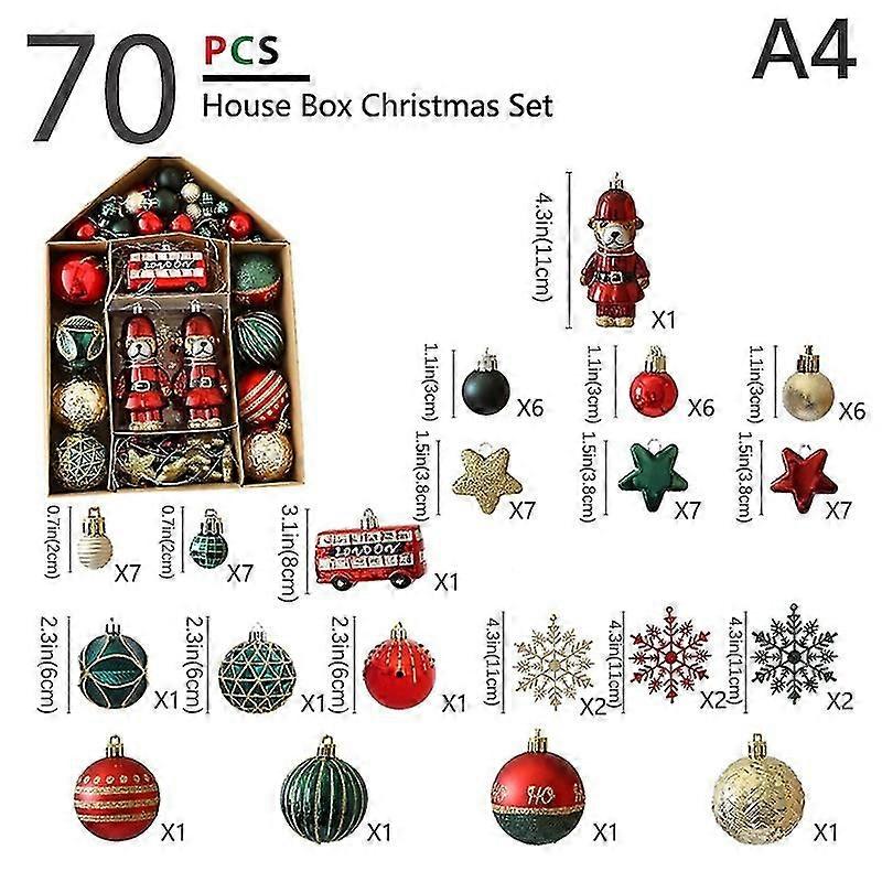 70pcs Christmas Tree Hanging Balls Sequined Shiny Xmas Foam Bauble Pendant Chris