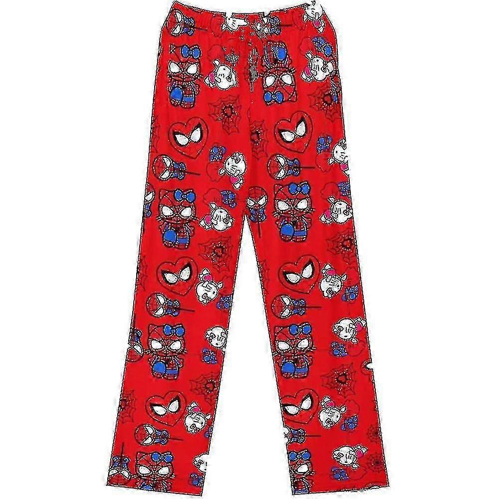 Tecknad Tryckt Pyjamas Byxor Casual Nattkläder Loungewear Byxor Bottnar För Kvinnor Tonåringar Flickor