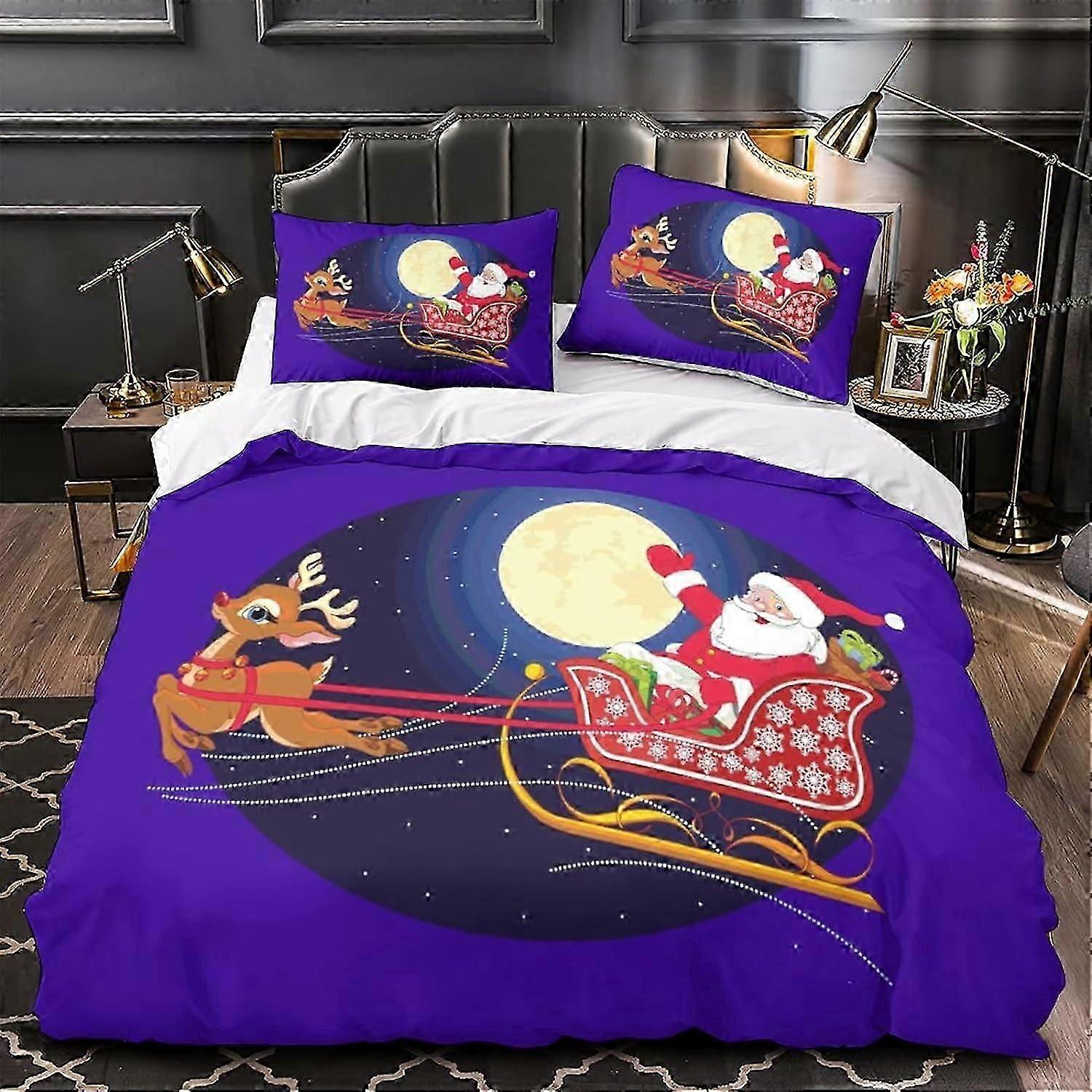 Conjunto de Capa de Edredom com Conjunto de Presente de Natal com Impressão de Natal para Crianças Adolescentes Adultos Capa de Edredom com Fechamento