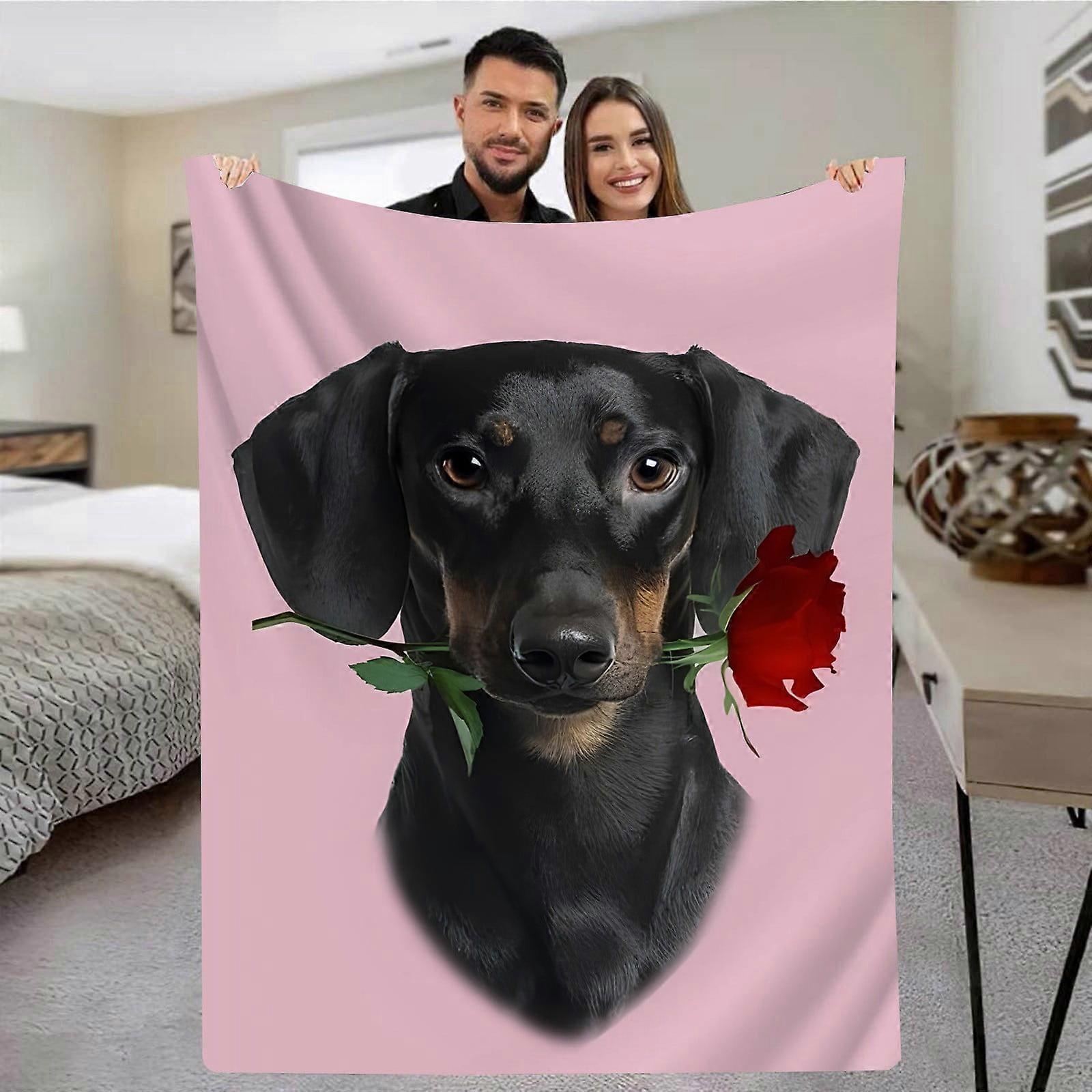 100x150cm Puppy Flannel Blanket Holiday Blanket New Blanket Flannel One Side Printed Pattern Colorful Super Soft Blanket Sofa Flannel Blanket