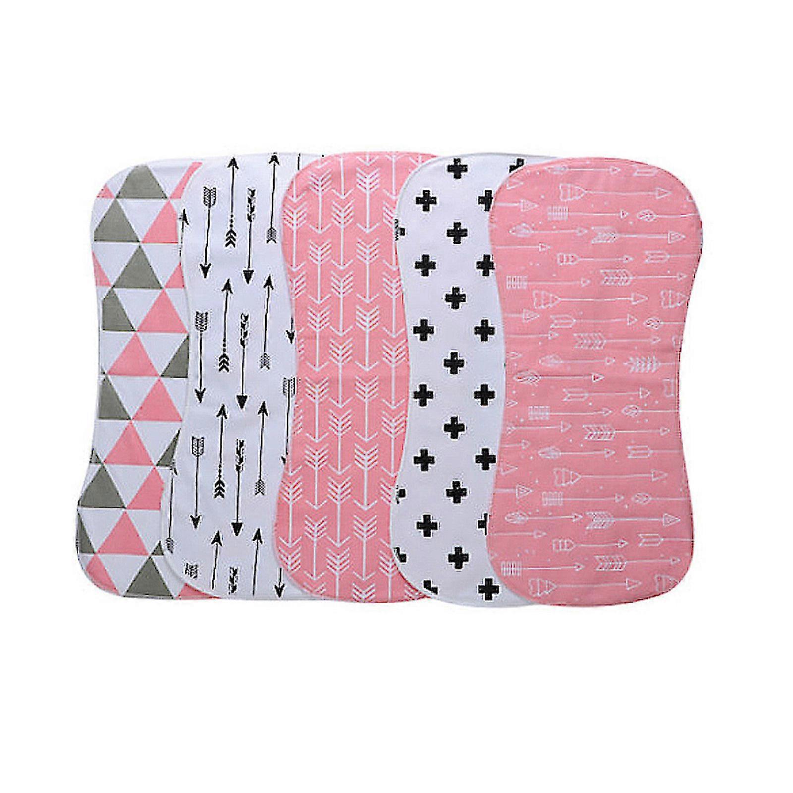 Newborn Burp Cloth With Shoulder Pad Triple Layer Cotton Feeding Bib Spit Up Towel Lightweight For Diaper Bag  Pink