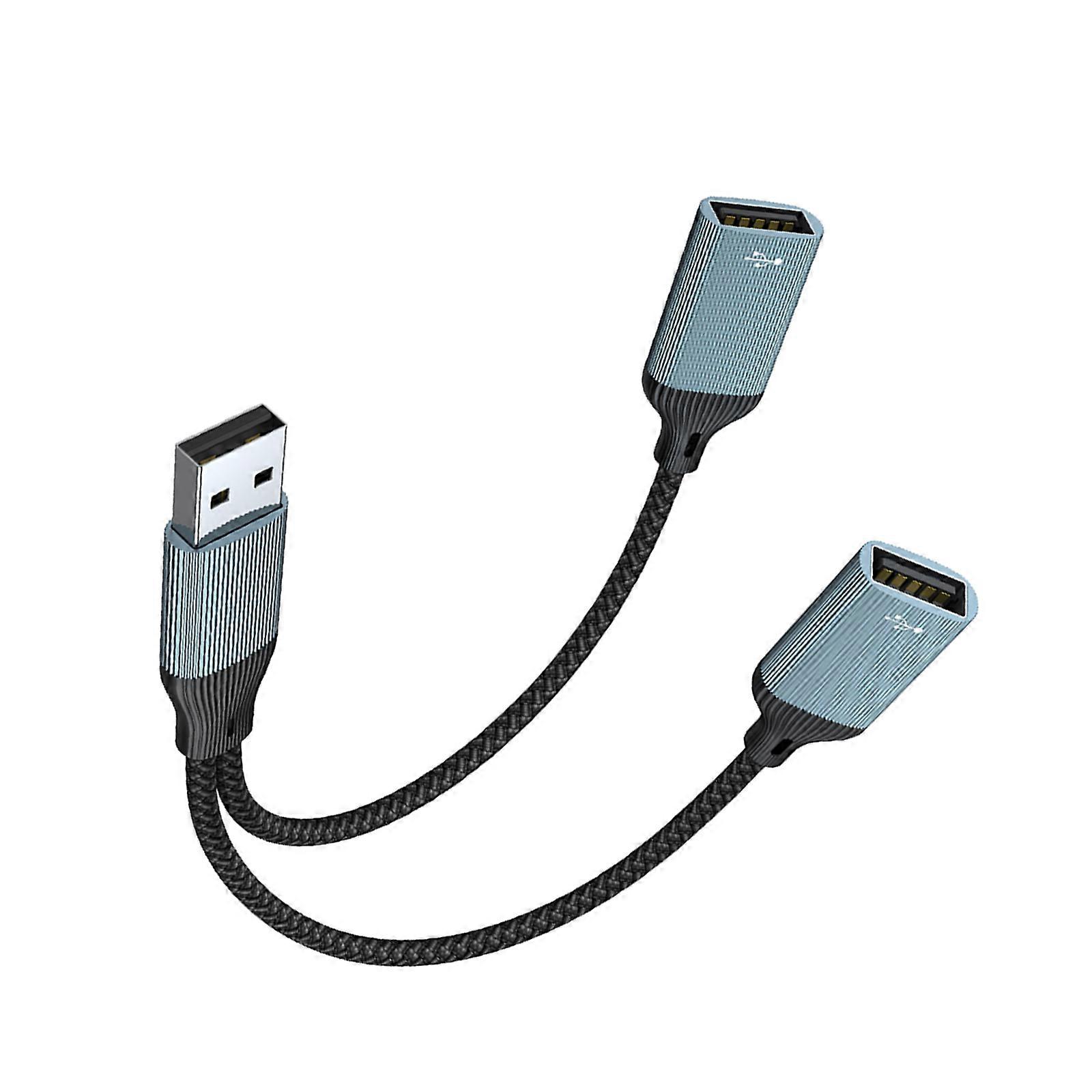 USB2.0 Splitter Adapter 2/3Port Extension Cable for Charging Data Transfer Aluminum Nylon Braid Computer Accessories Multicolor