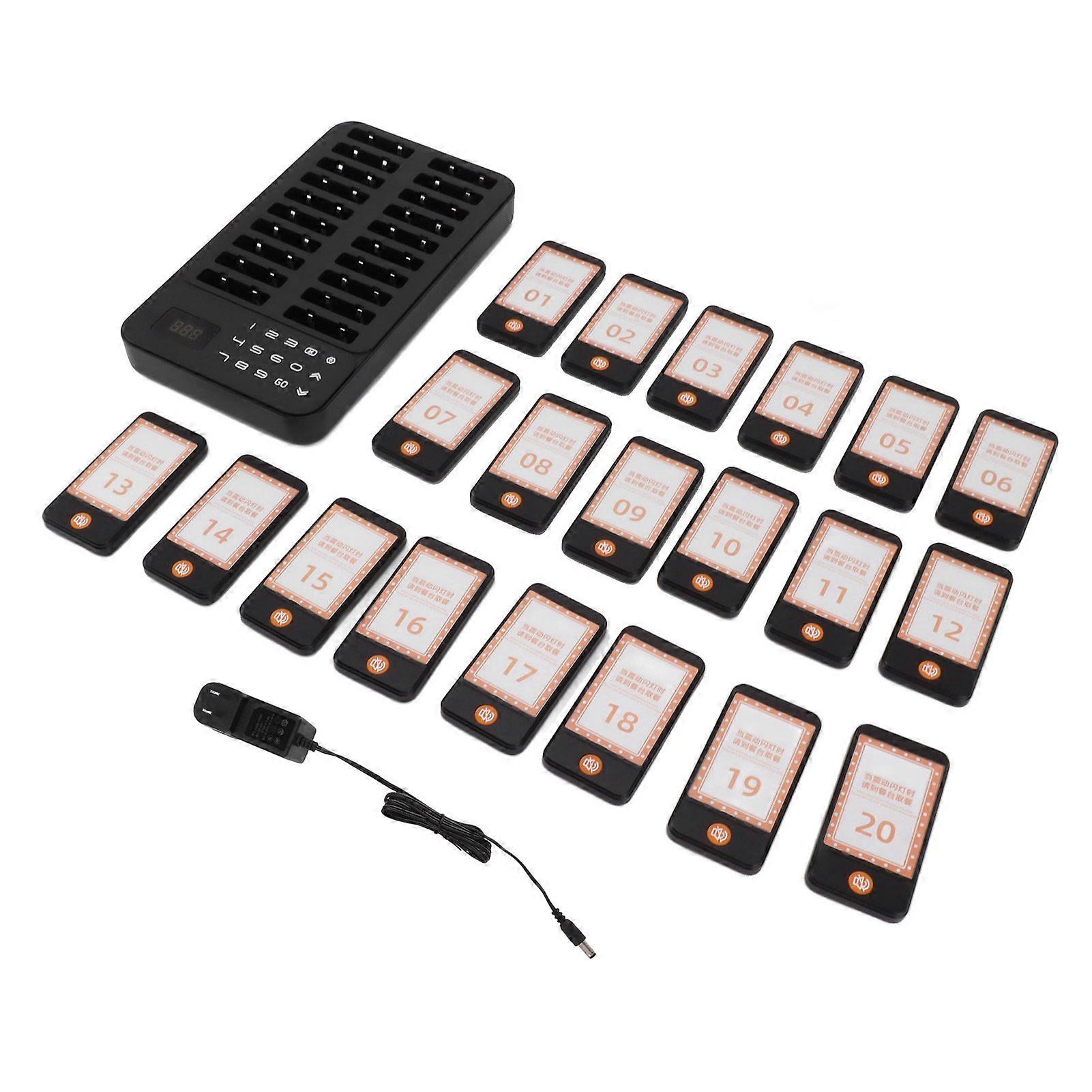 Restaurant 20 Pager Buzzers 1 Keypad Queue Number Call Wireless Calling Queuing System 3 Alert Mode