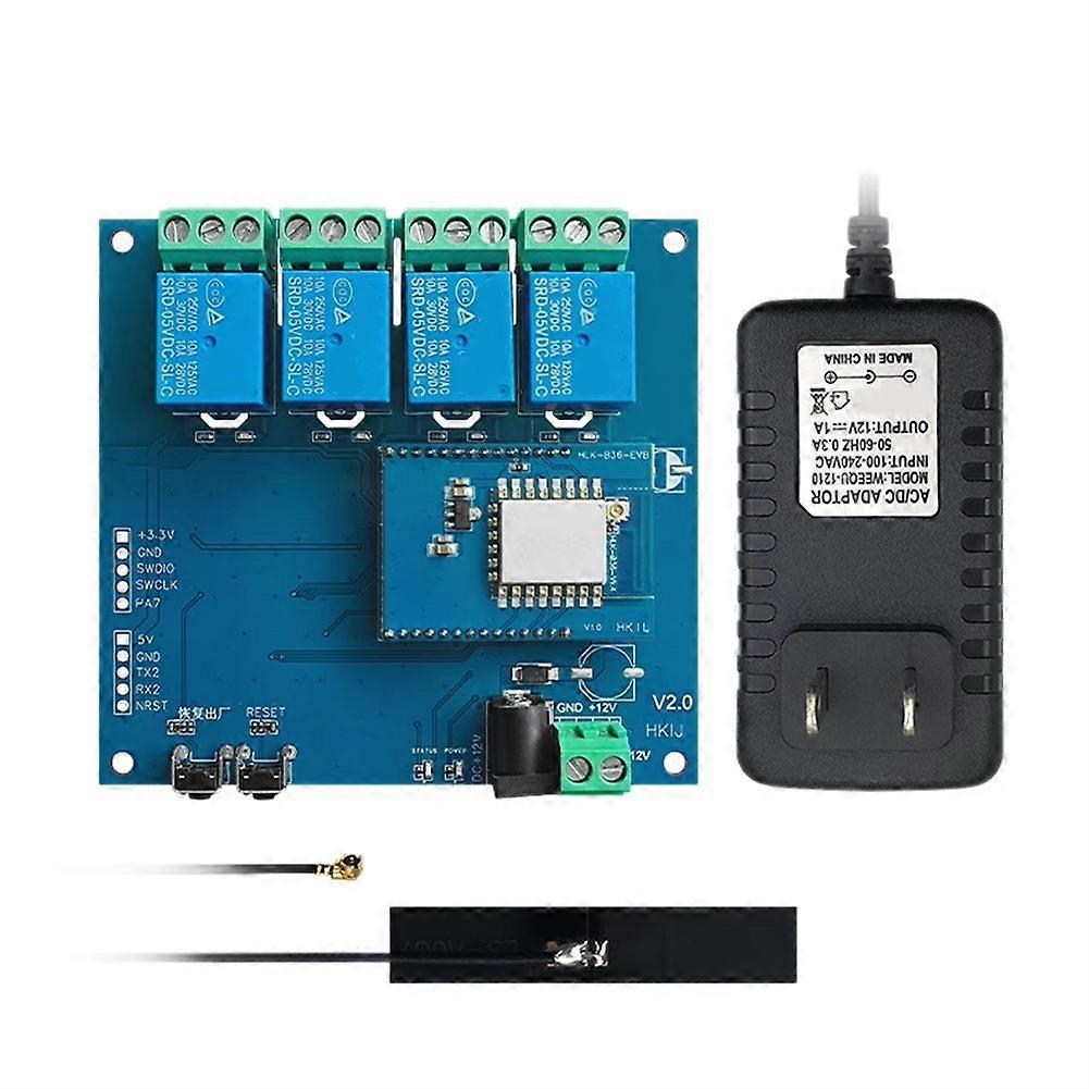 SW04-W Four-Channel Remote Network Control WiFi Relay Mobile Phone Switch Module 250VAC 10A US Plug