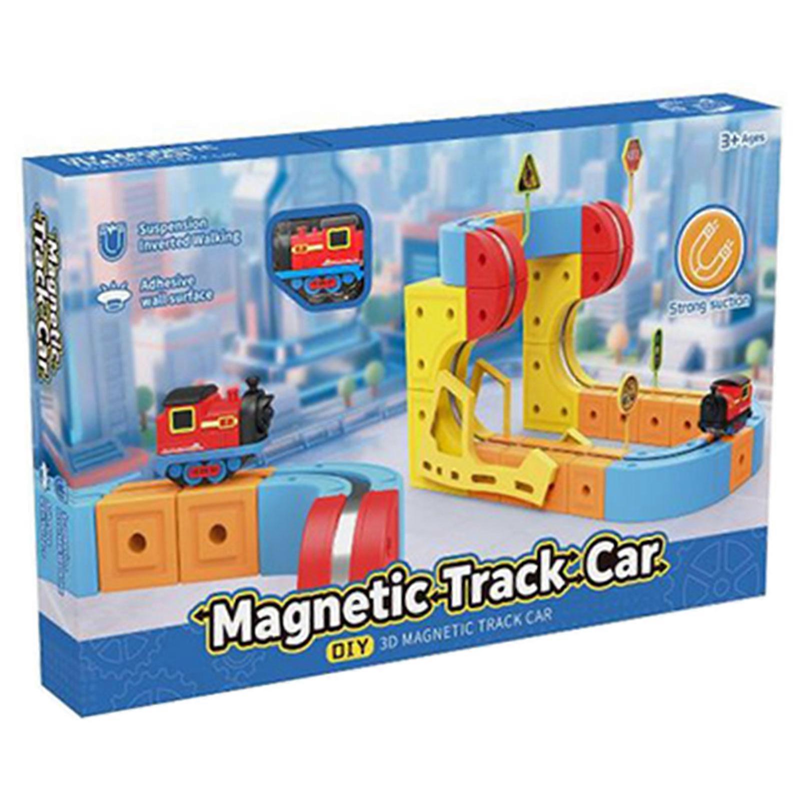 Electric Train Set Flexible Race Track, Gravity-Defying 3D Embedded Layouts & Motorized Car, Click Rail Electric Train Track Set, STEM Learning Gift