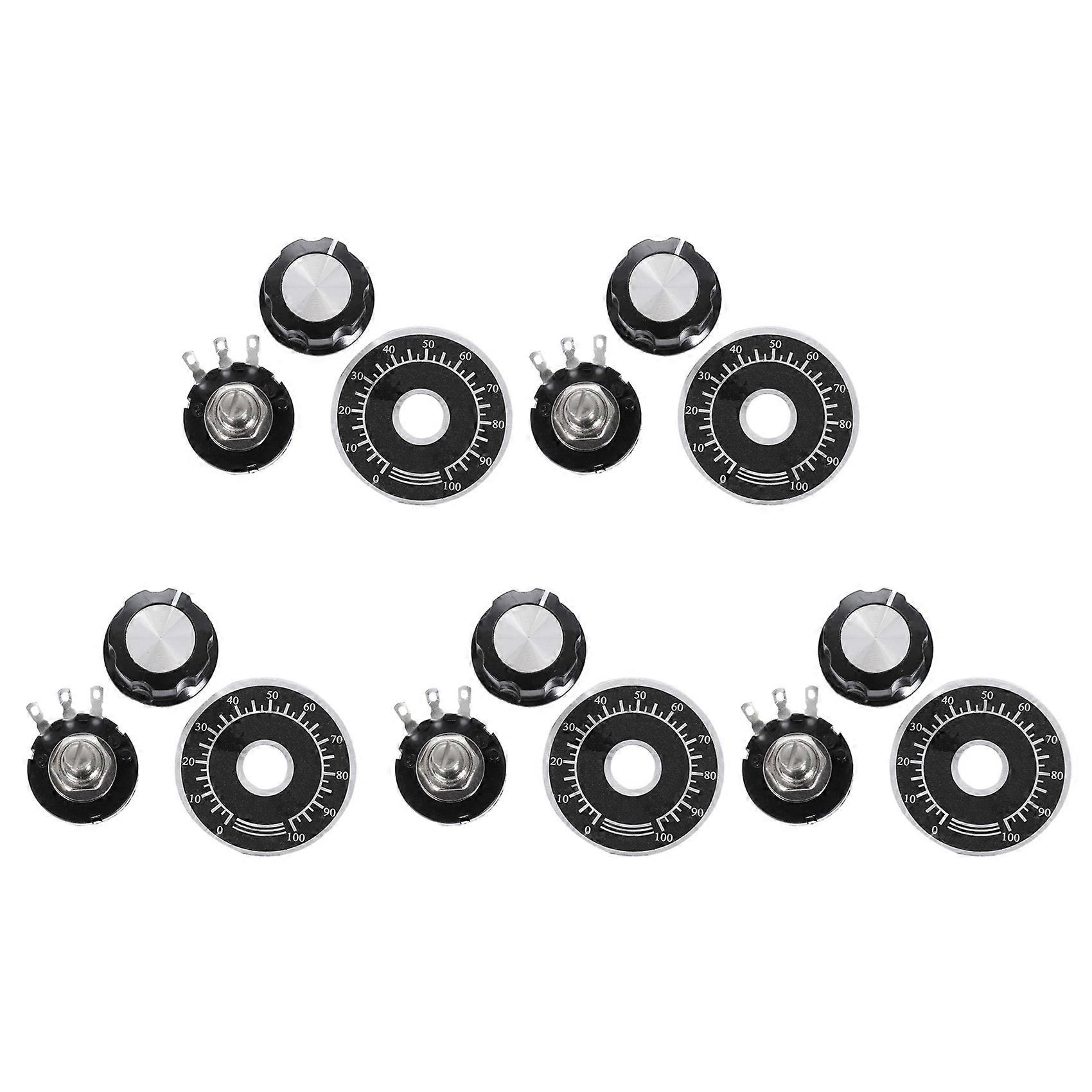 5X Rotary Taper Carbon Potentiometer with Diameter with Knob, RV24YN 20S B502 5K Ohm