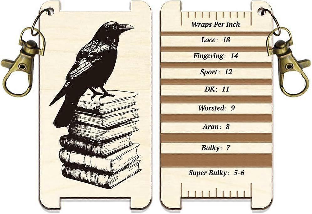 Raven Spinning Control Tool Crow Books WPI Guide Gauge with Clasp Wood Yarn Wrap Guide Board with Diz for Spinners Yarn Measuring Tools Crochet Access