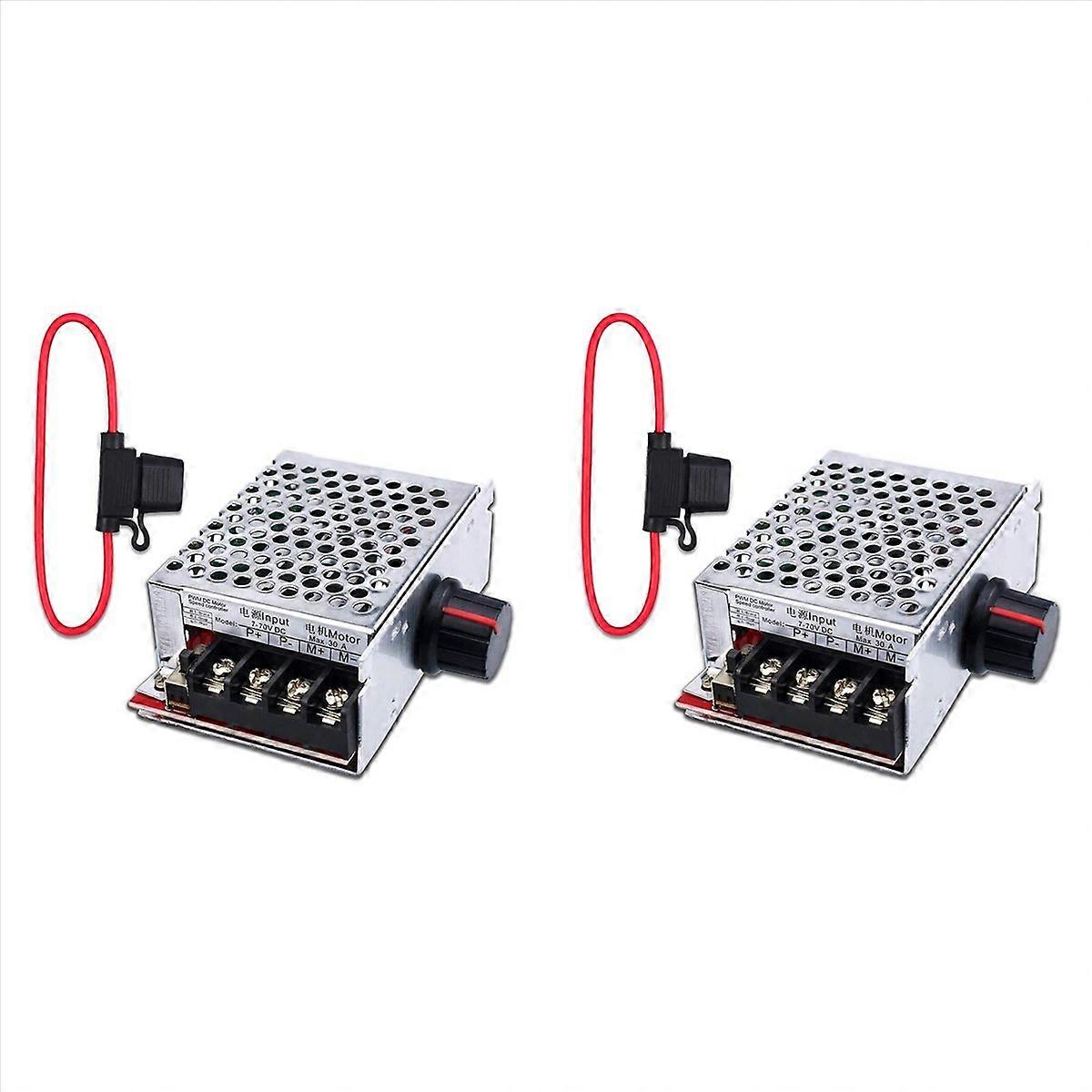 2X 7-70V 30A PWM DC Motor Speed Controller Switch Control 12V 24V 36V 48V with 30 Amp Fuse
