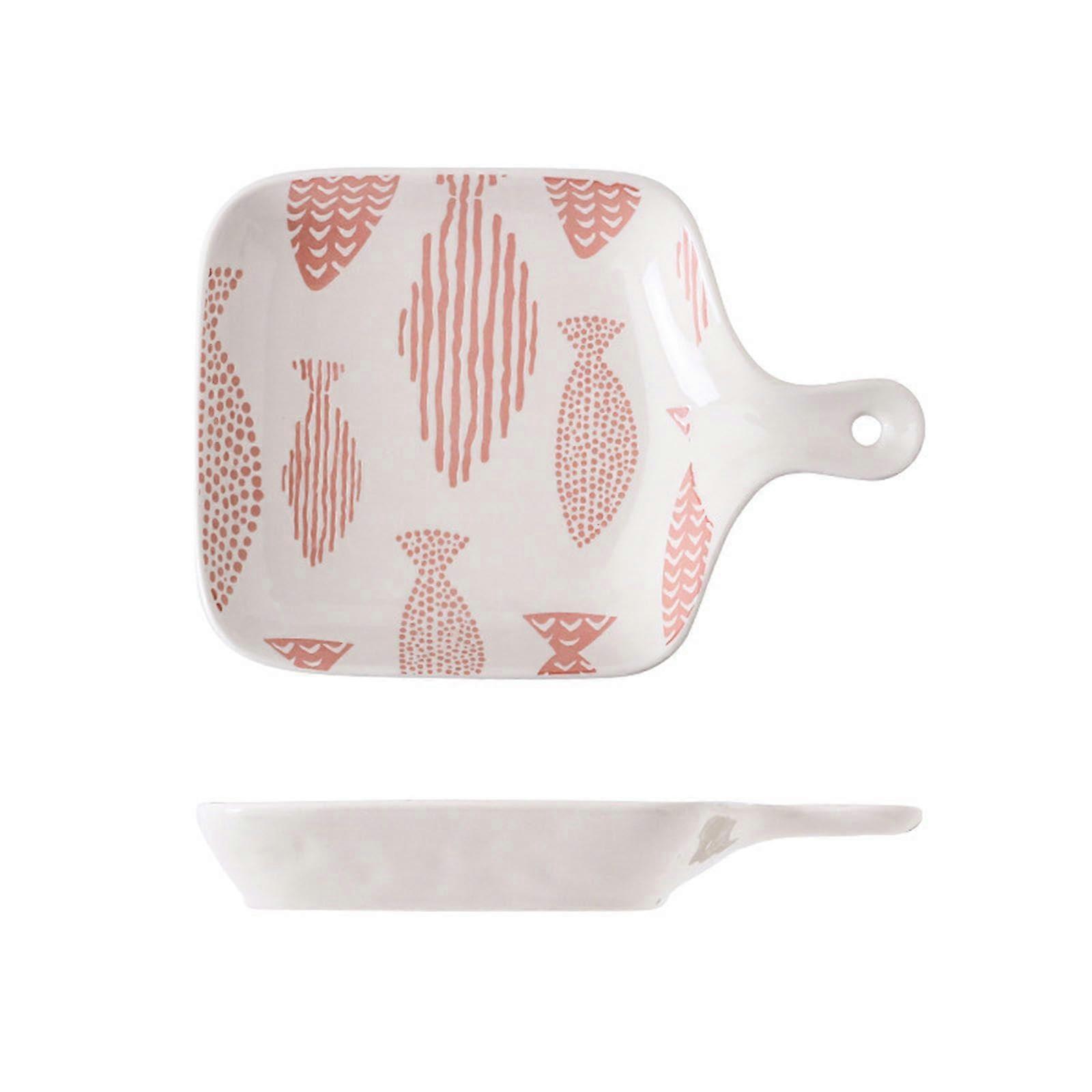 Ceramic Pizza Baking Pan with Handle, HandPainted Underglaze Relief Black Magpie Design