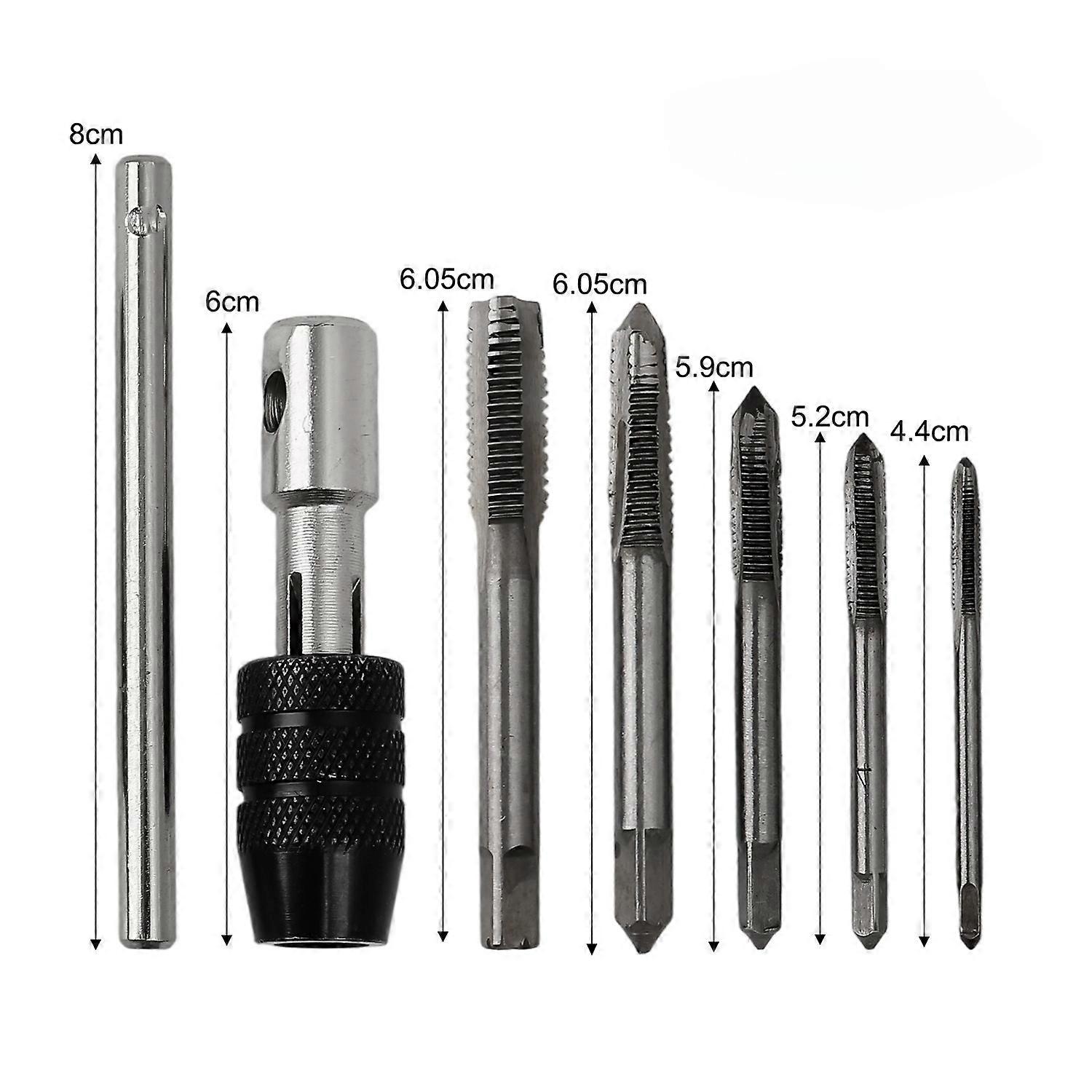 T-Handle Ratchet Tap Wrench Thread Tapping Screwdriver Tool Set Hand Wrench Metric Screw Plug for Metal Plastic Wood Drill Bit