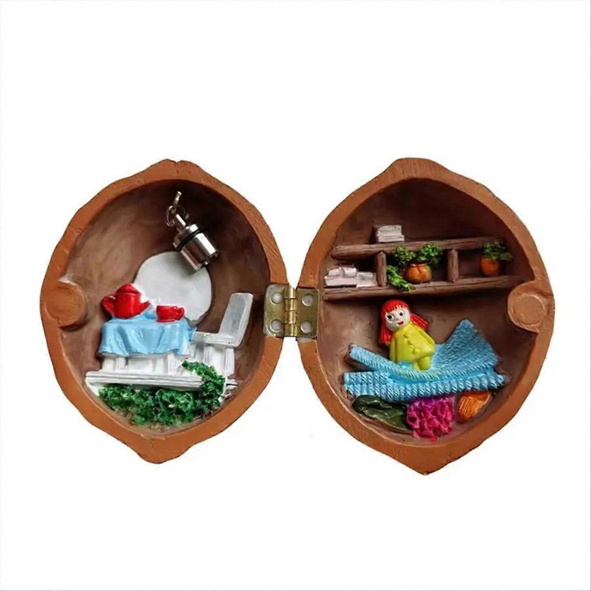 Walnut Shell Dollhouse, ,Handmade Walnut Shell Doll House,B