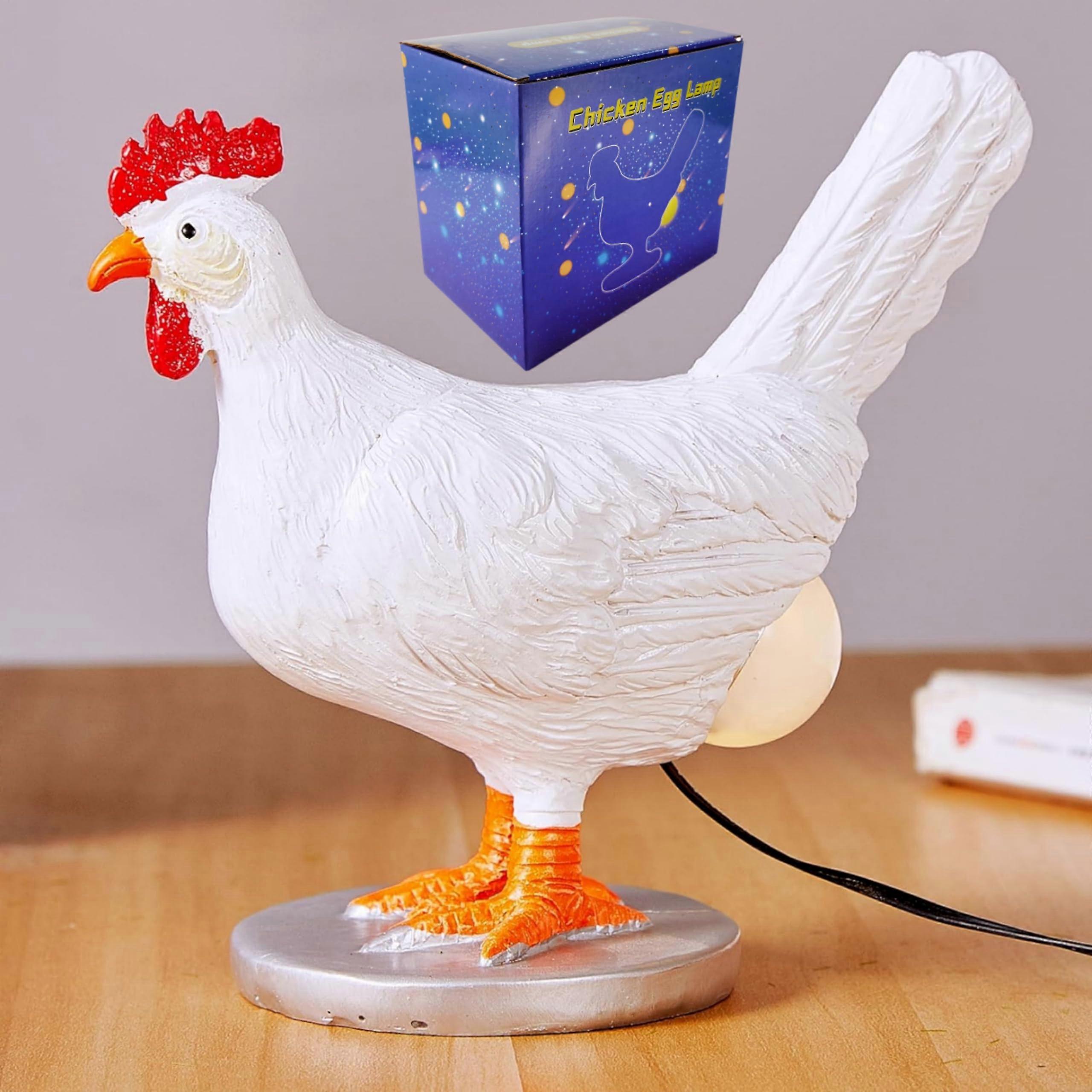 Chicken Egg Lamp with Unique Humorous Design, Soft Warm LED Light, USB Powered Resin Table Lamp