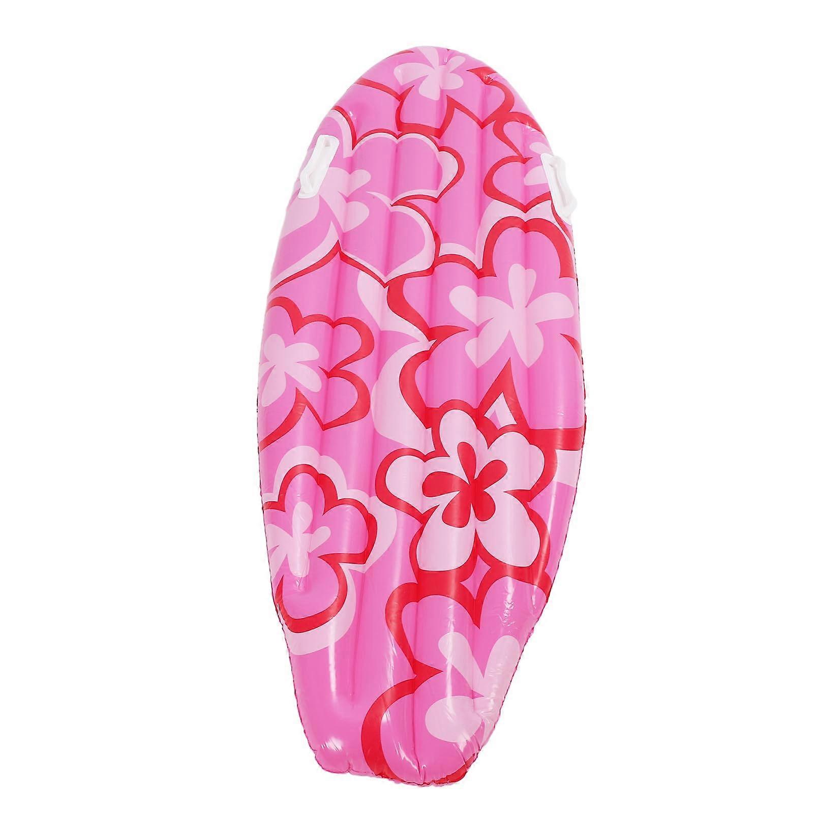 Inflatable Surfboard Pool Float with Pink Flower Design for Summer Parties Waterproof PVC