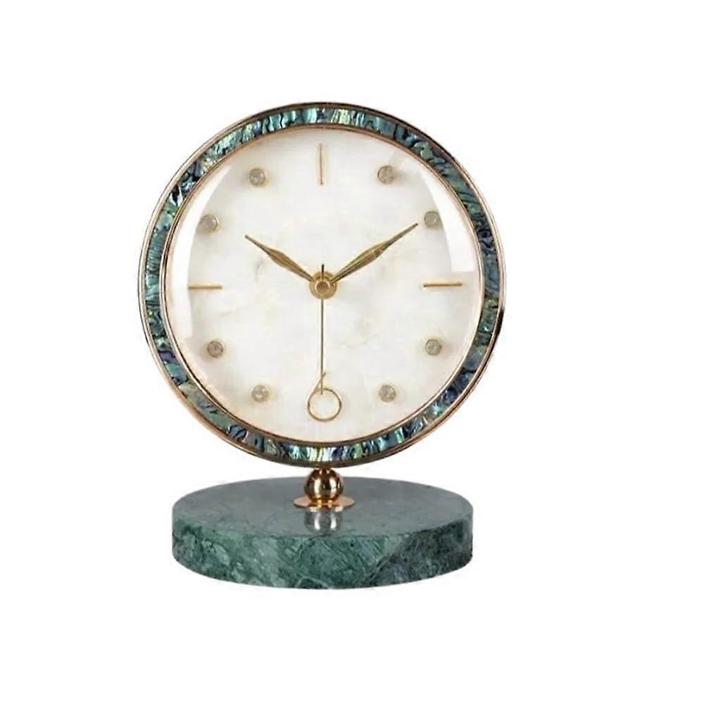 Modern Marble Base Table Clock with Transparent Glass Dial, Large EasyRead Face for Living Room Decor
