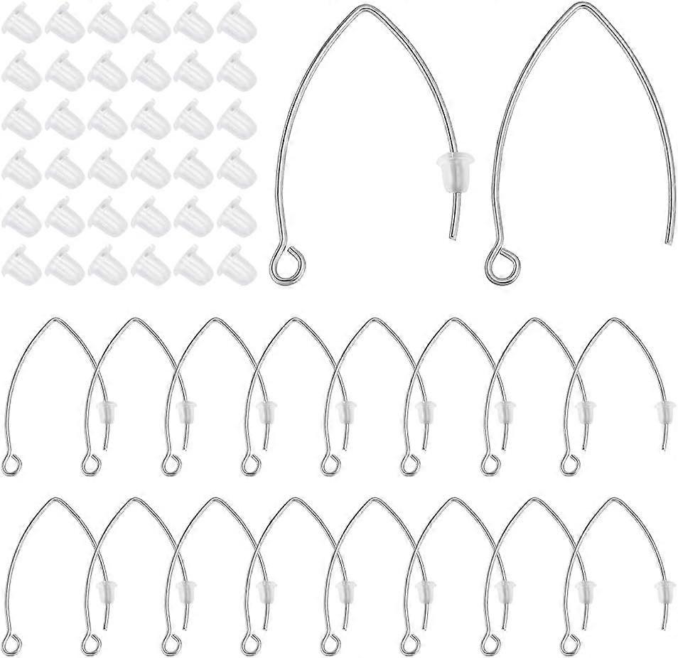 50Pcs Earring Hooks V Shape Stainless Steel Earring Hooks 0.7mm Pin Ear Wire with Loop Dangle Earring Findings 80Pcs Plastic Ear Nuts for Dangle Earri