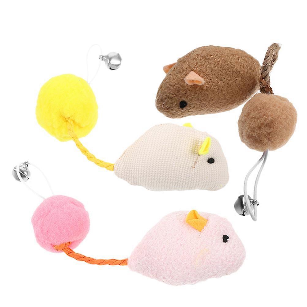 Durable Plush Mouse Cat Toy Set for Play and Exercise 3Pcs with Bell