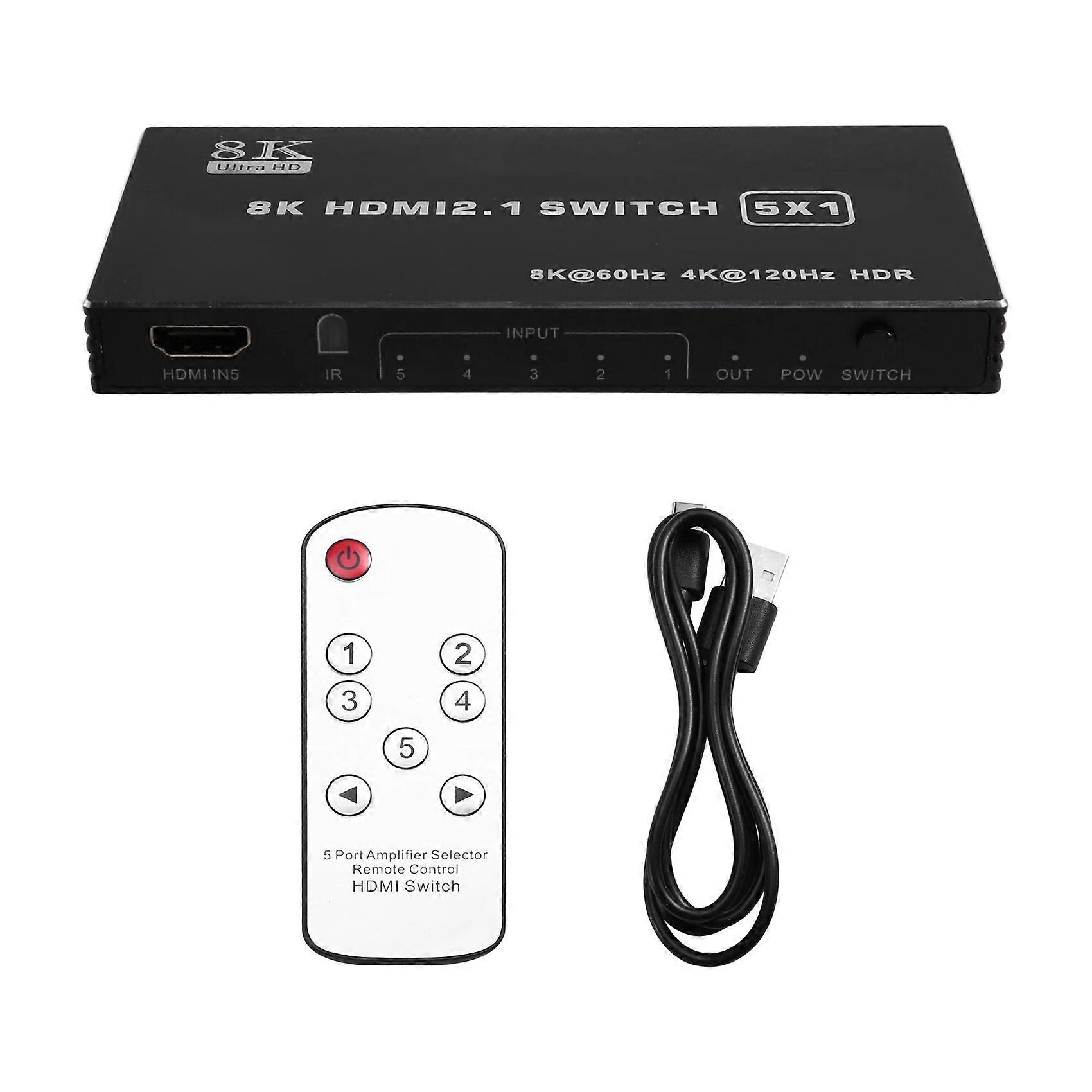 HDMI-Compatible Switch 5 in 1 Out 4K240HZ 2.1 Switcher Splitter for PS5/4 Xbox Nintendo Switch