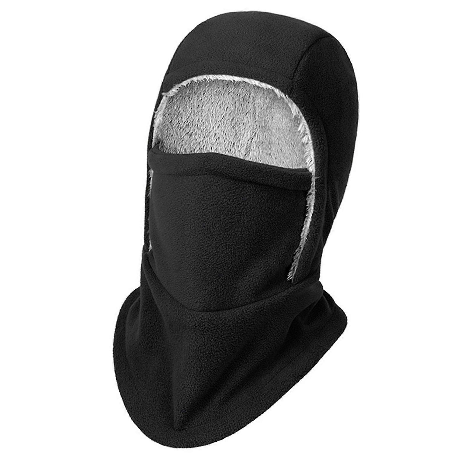 Cagoule unisexe en polaire coupe-vent pour le vélo, le ski et la randonnée, avec masque intégré et cache-cou. Bonnet confortable noir.