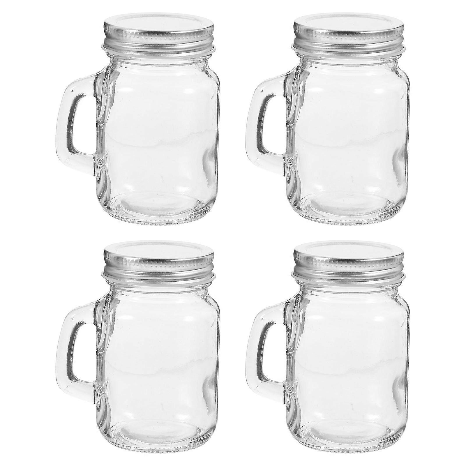 Glass Jam Bottles Jar with Lid for Storage 4Pcs Transparent Glass Jars