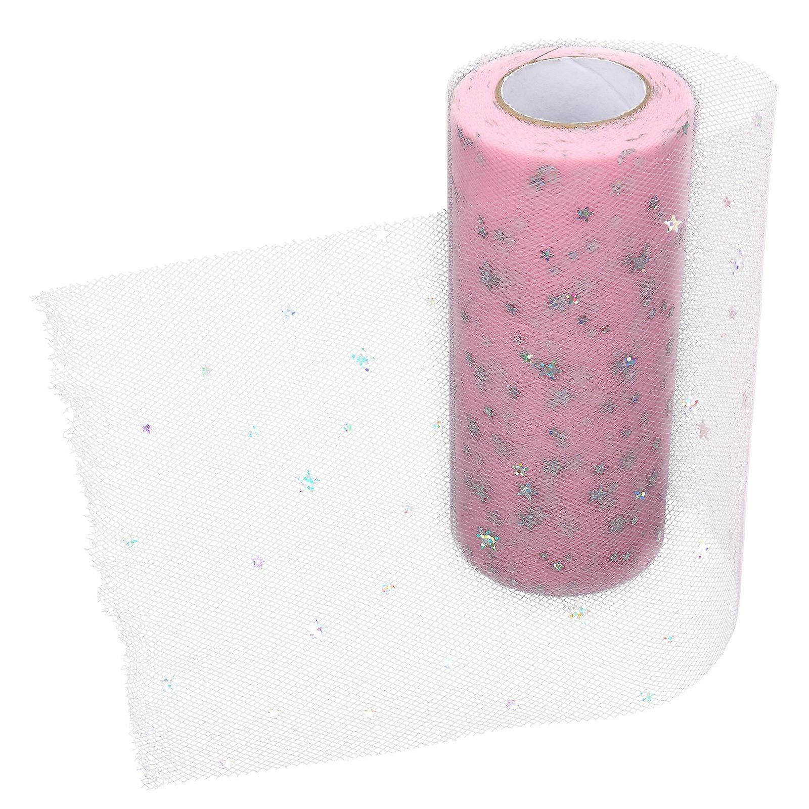 DIY Use Tulle Ribbon Pink Cuttable 4 Rolls for Craft Decoration
