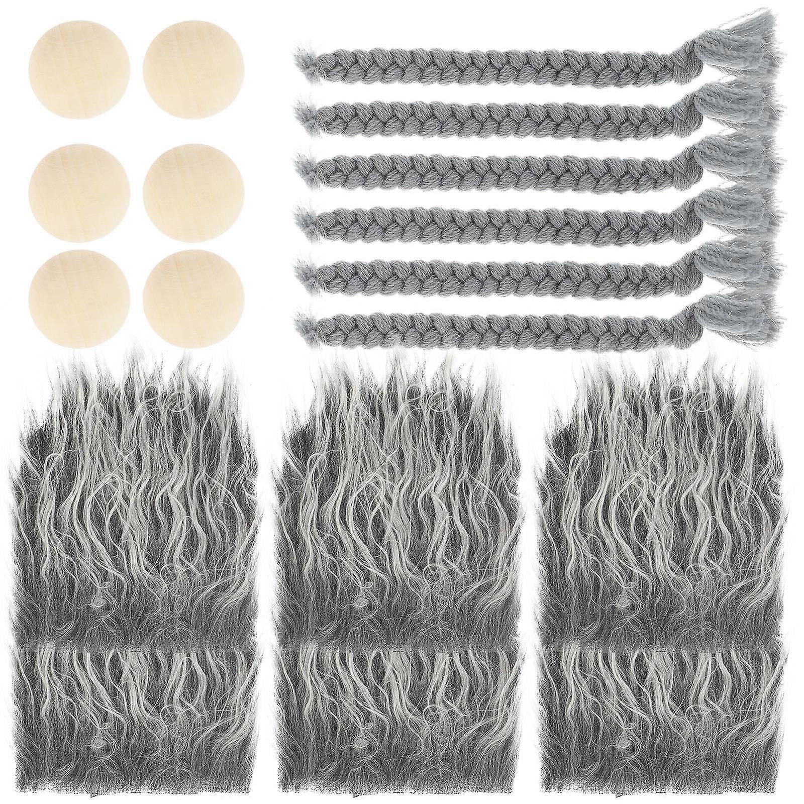 Fake Gnome Beards Gnome Beard for DIY Crafting 5Sets Grey Handcraft Material