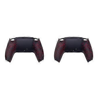 2X Bottom Back Shell Non-Slip Rear Housing Game Improvement Replacement Parts for PS5 Controller Black Red