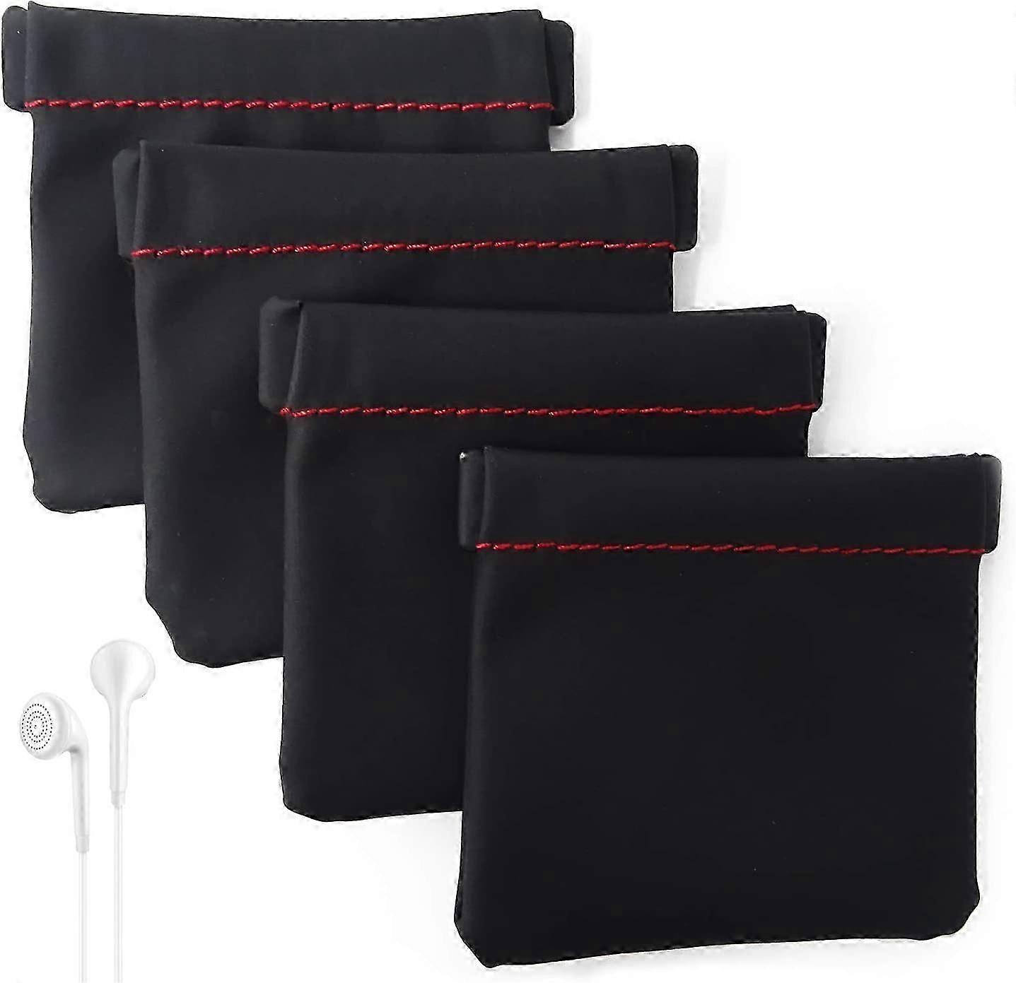 PU Leather Earphone Pouch with Snap Spring Closure (4PCS)-JJ