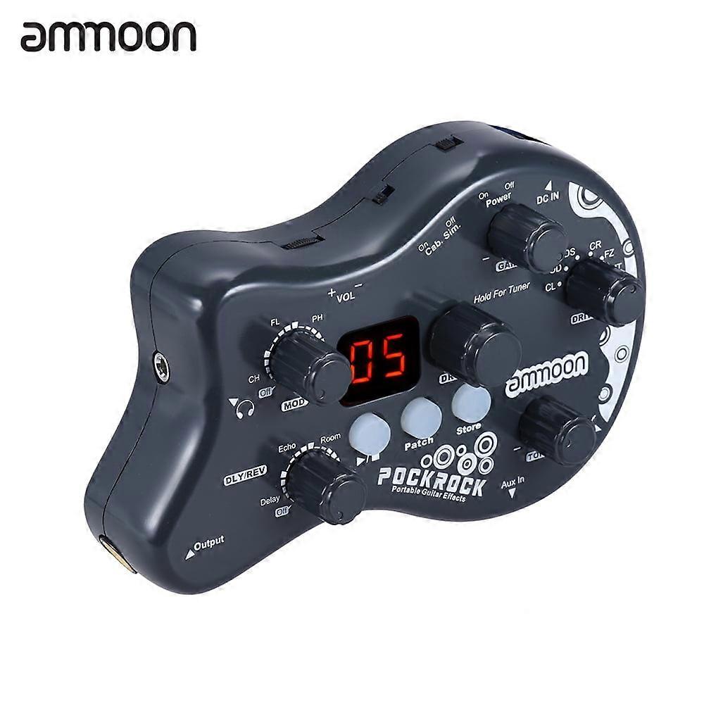 ammoon PockRock Portable Guitar Multi-effects Processor Effect Pedal 15 Effect Types 40 Drum Rhythms Tuning Function with Power Adapter