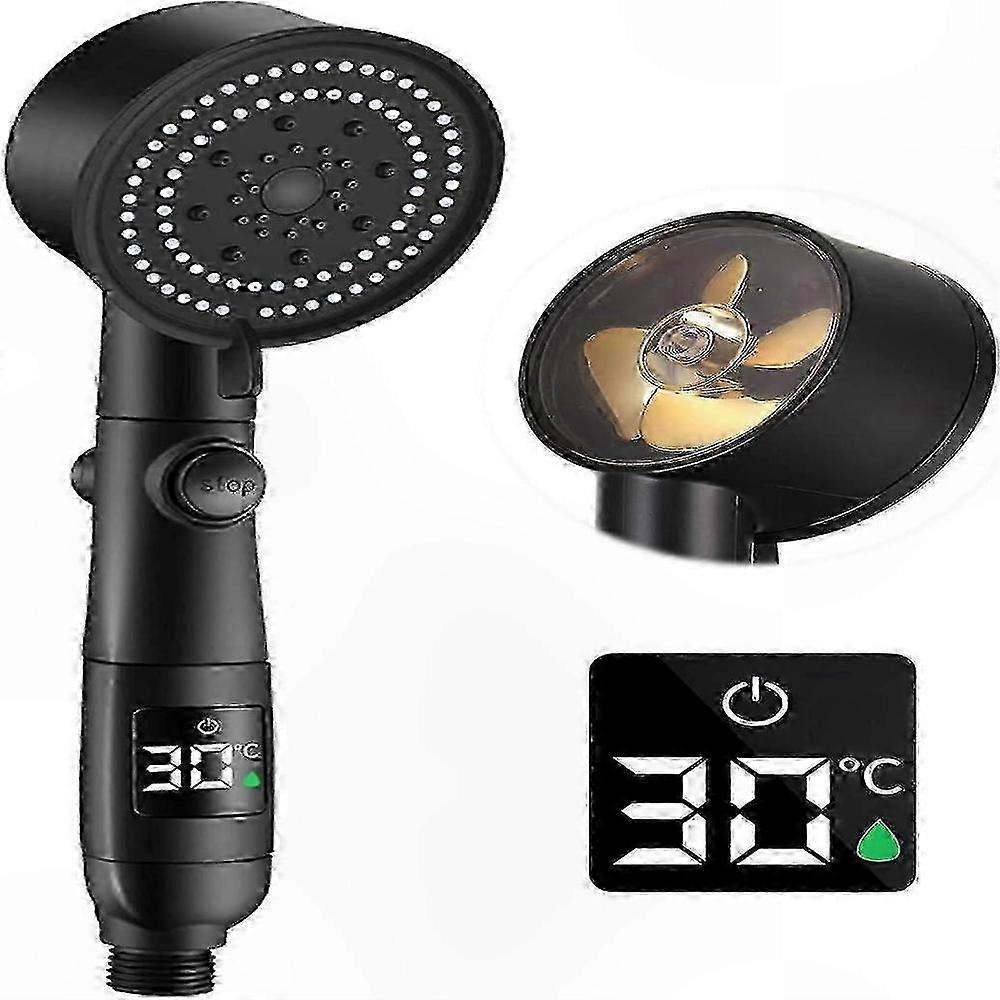 Handheld Shower Head with LCD Temperature Display, 5 Spray Modes, Water-Saving and Pause