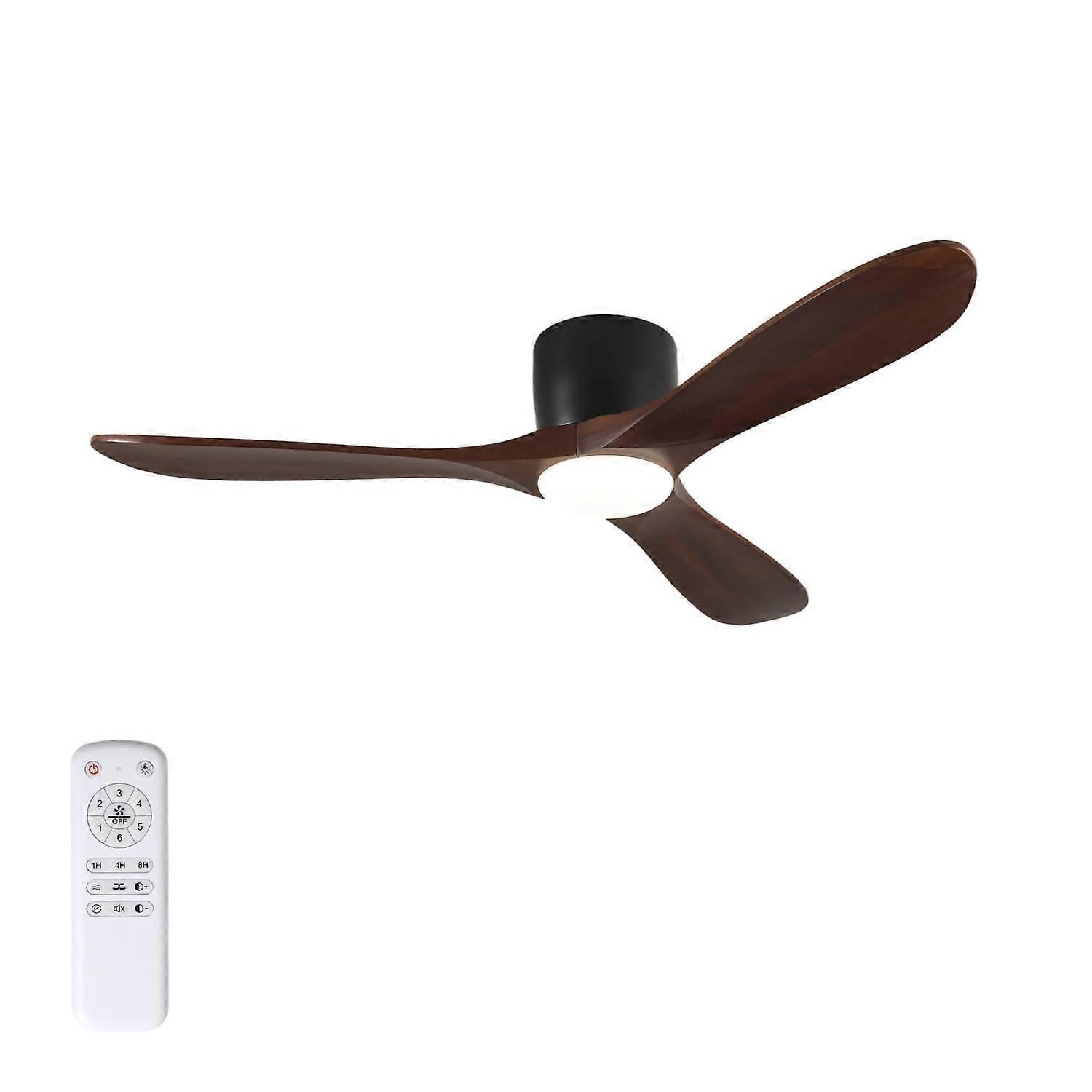 52 Inch Ceiling Fan with Light and Remote, Rustic Walnut Wood Blades, Reversible DC Motor
