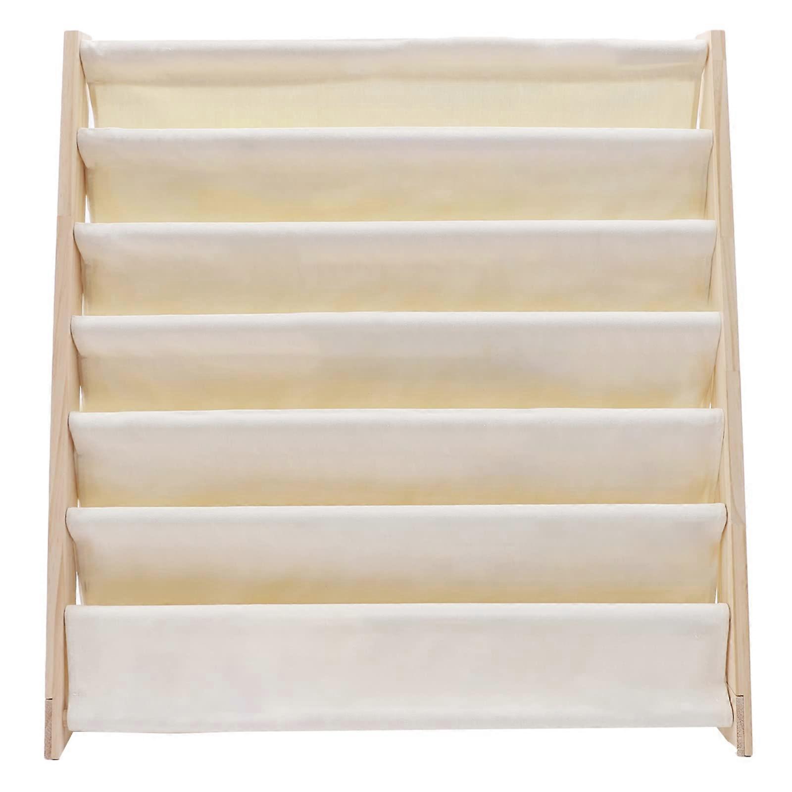 6Layer Kids Bookshelf Organizer with Large Capacity, ChildFriendly Height, Natural Beige Finish