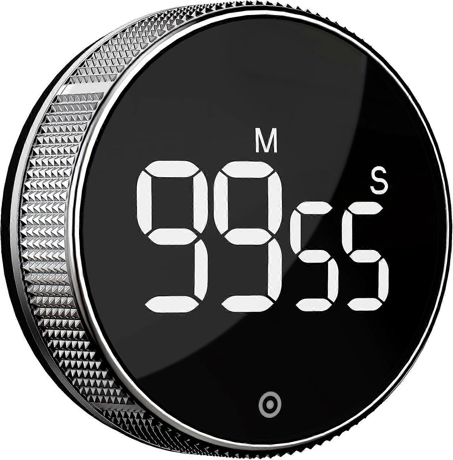 Kitchen Timer, Productivity Timer with LED Digital Display, Adjustable Volume and Brightness (Silver)
