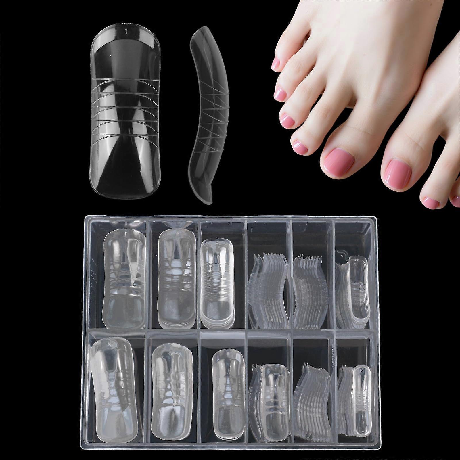 120pcs Polygel Nail Forms for Toes, Reusable Dual Forms Nail Extension Molds, Multiple Sizes Fit All
