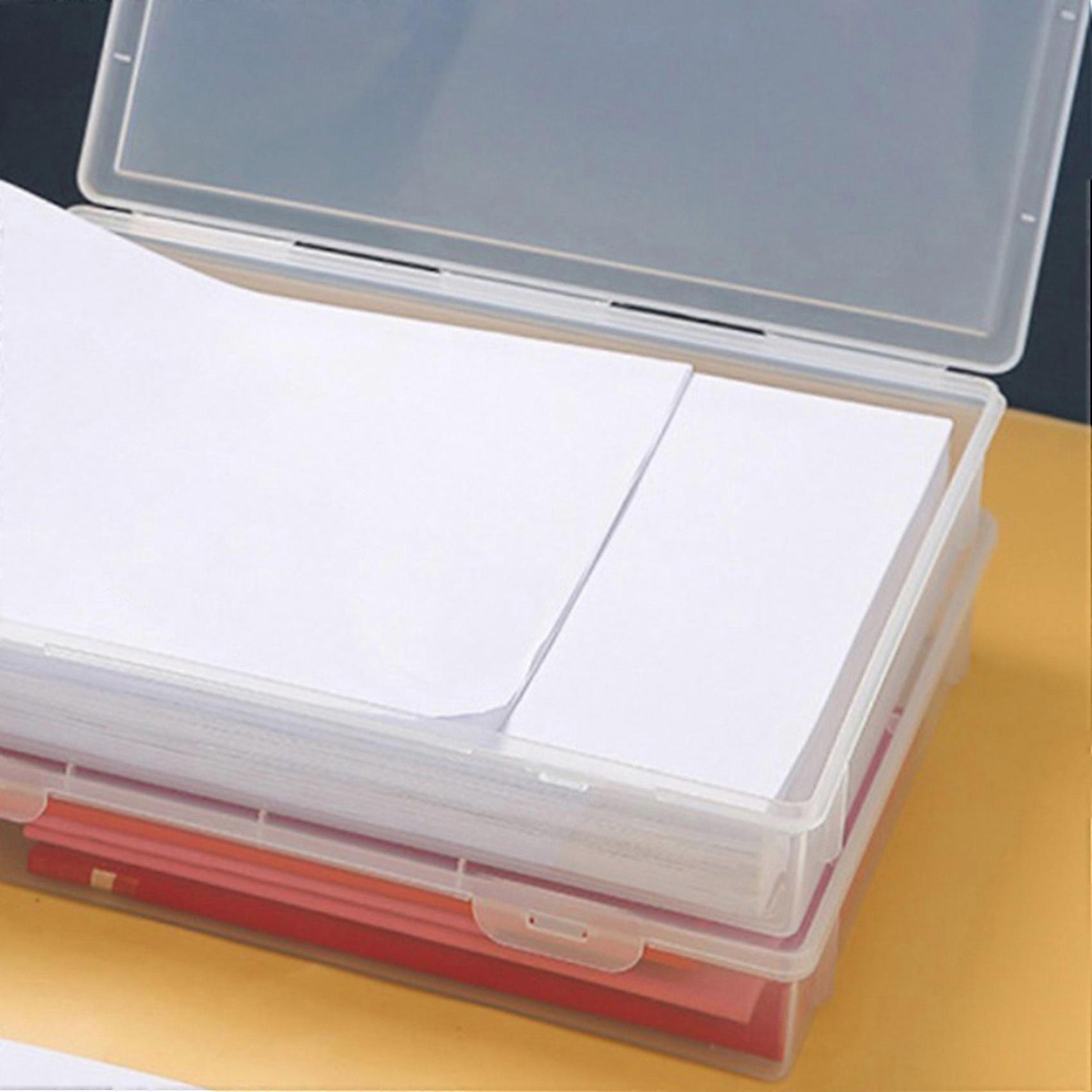 3X Plastic File Organizer Transparent Square Storage Box A4 Storage Box File Storage Box S