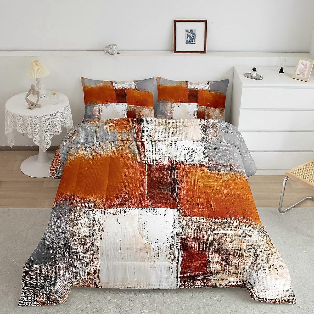 Queen Ombre Comforter Set Gray Gradient 3 Piece Bedding with Pillowcases Machine Washable