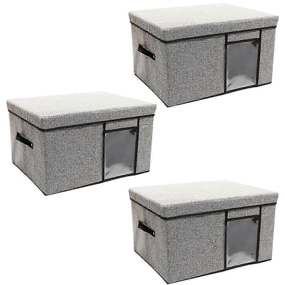 Storage Bins 3 Pack Foldable Storage Boxes with Lids Storage Baskets 25-26