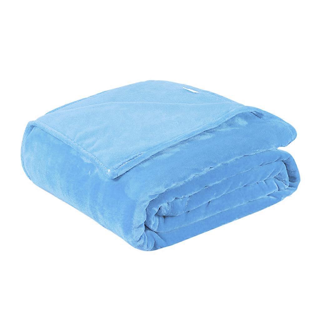 Blue Flannel Blanket for Keeping Warm 2Pcs Thick Lightweight Warm Bed Blanket
