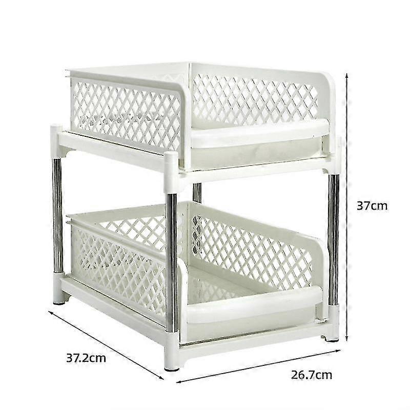 2025 Double-layer Pull-out Racks Plastic Kitchen Racks Drawer-type Sink Countertop Storage Racks Seasoning Racks