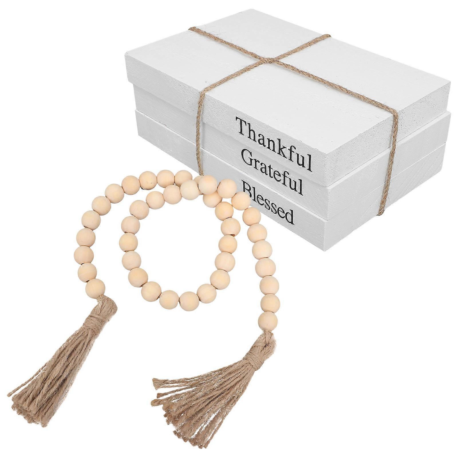 Wooden Book Decor for Thanksgiving Table Setup 2Sets Multi Color