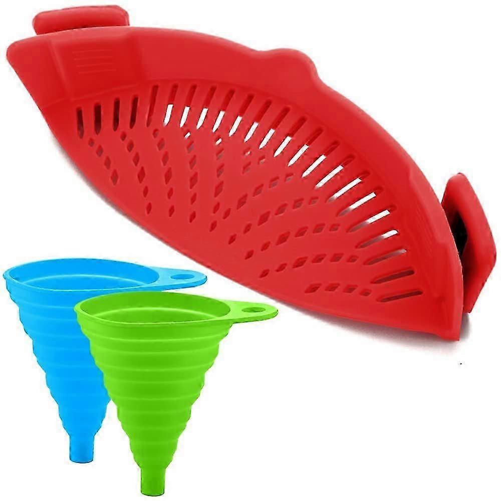Colander with 2 Collapsible Funnel Silicone