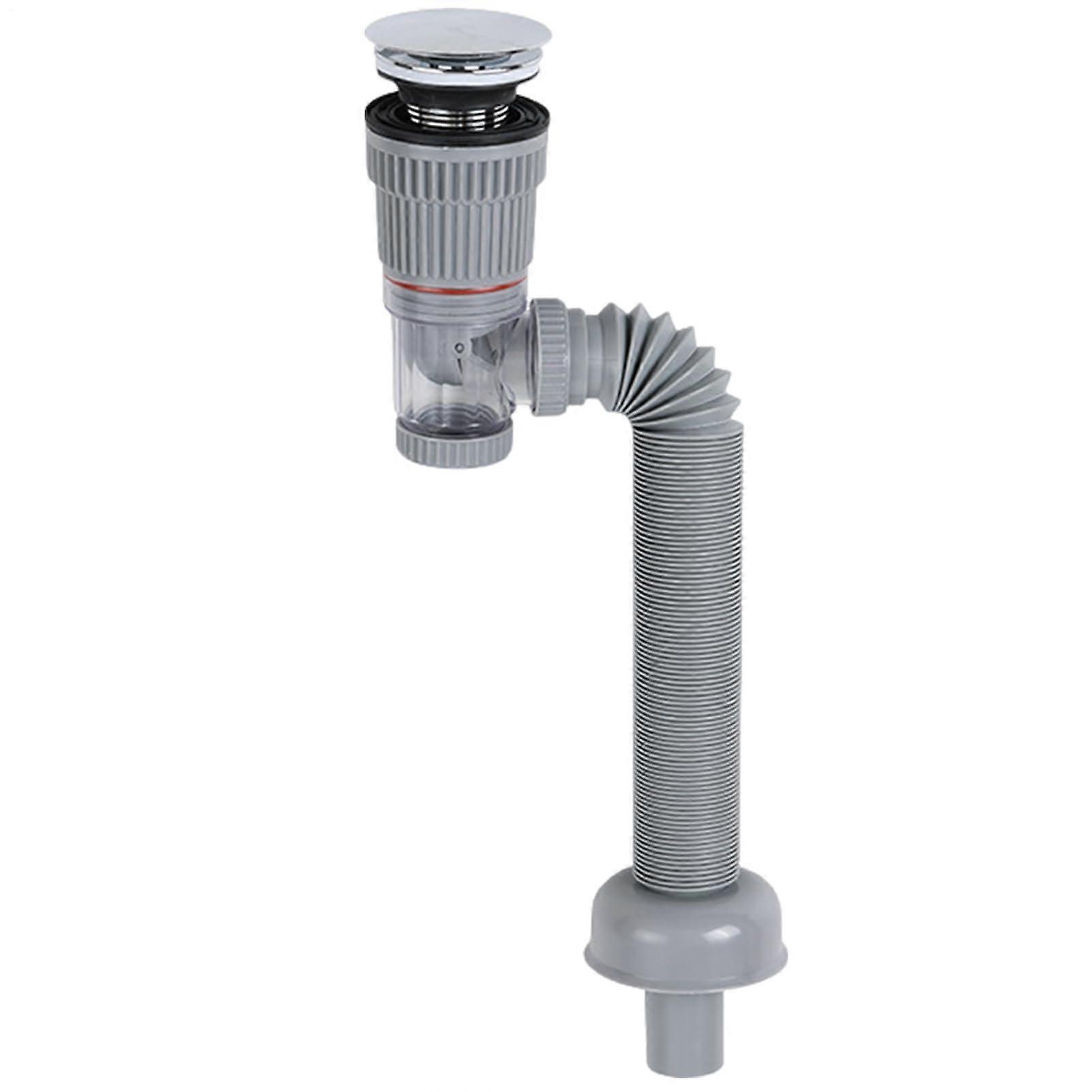 Bathroom Sink Drain Kit with Flexible Leakproof PTrap, AntiOdor Fast Drainage, Grey