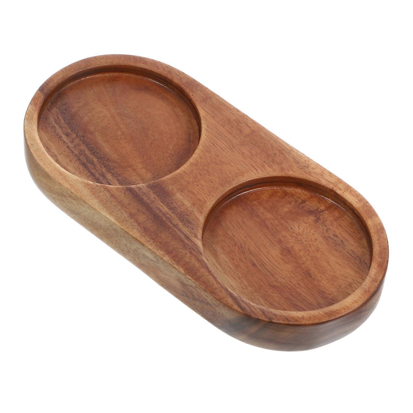 Wooden Pepper Tray with Stable Solid Wood Base for Grinder and Spice Storage in Kitchen