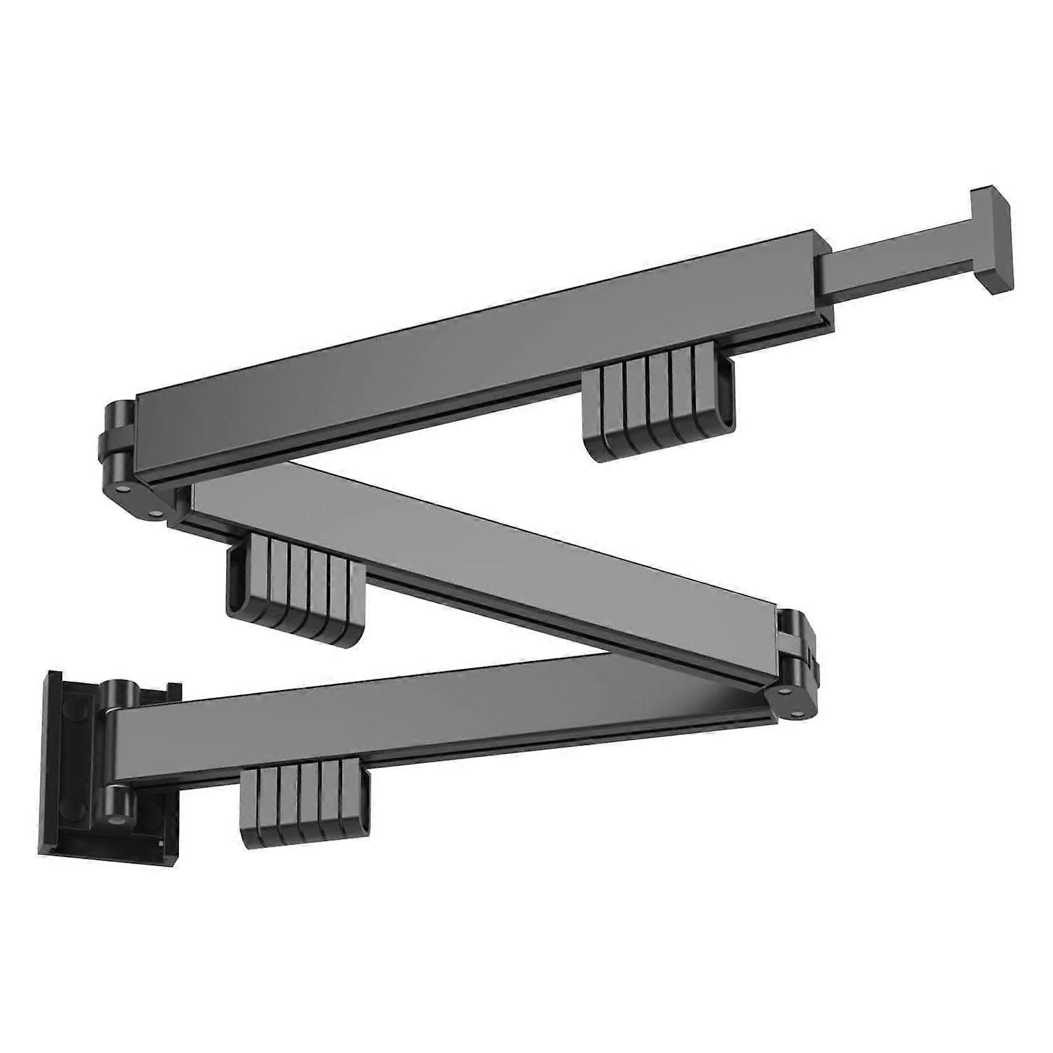 Wall Mounted Clothes Drying Rack, Foldable Retractable Airer with 18 Hooks, 50kg Load, Black