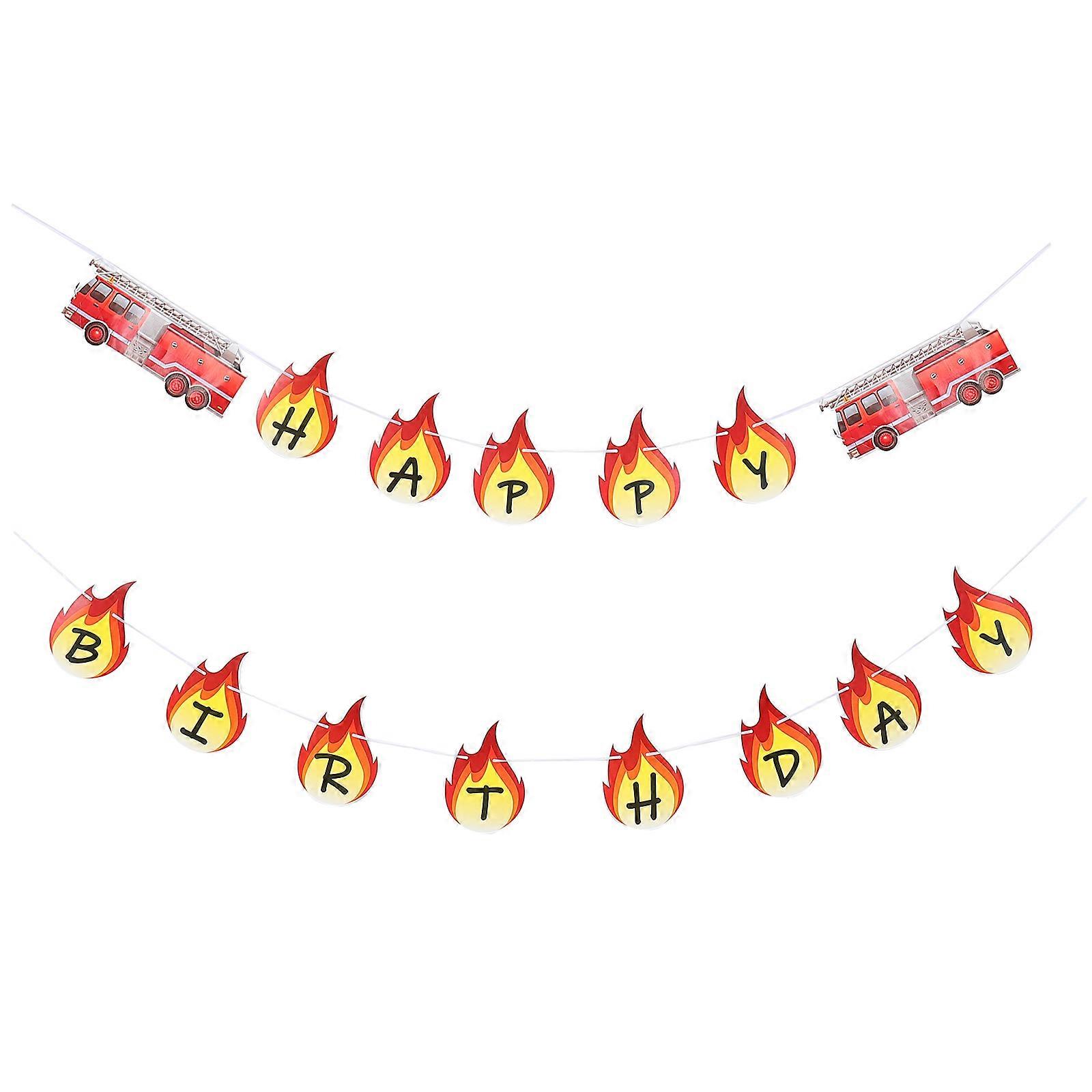 Firefighter Themed Decorations Fireman Banners Red 1Set