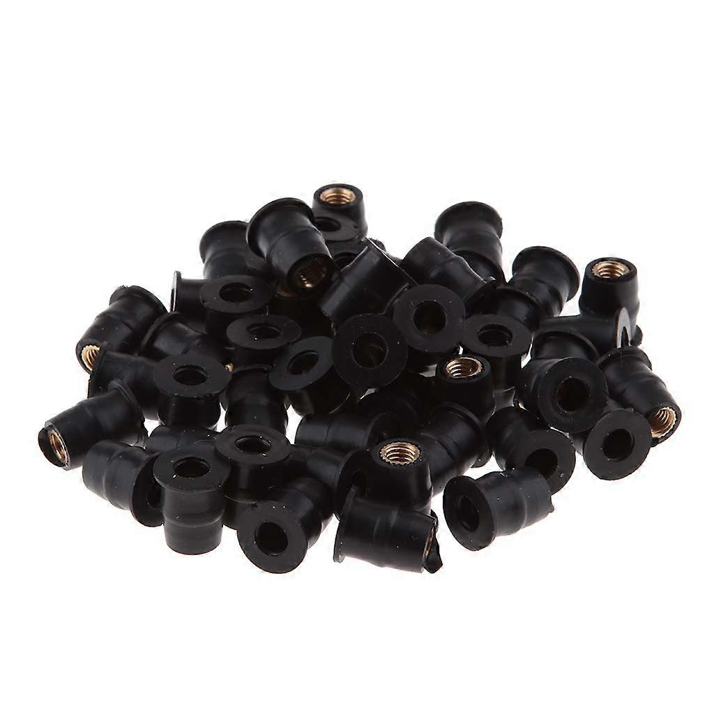 50pcs M5 Rubber Well Nuts for Motorcycle Windshield Fairing Cowl Vibration Resistant